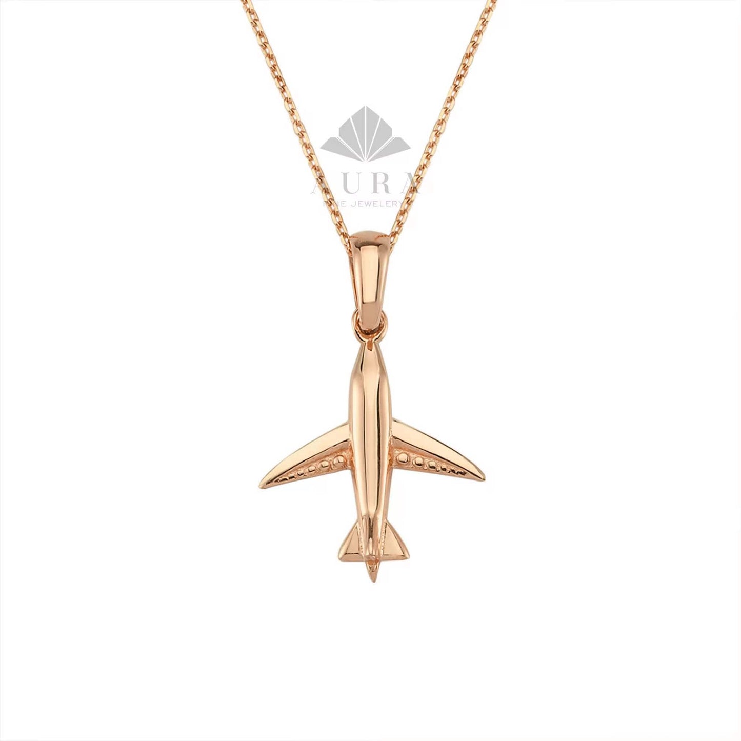 14K Gold Airplane Necklace, Airplane Pendant, Tiny Airplane Charm, Dainty Gold Plane Necklace, Travel Jewelry, Pilots Flight Attendant Gift