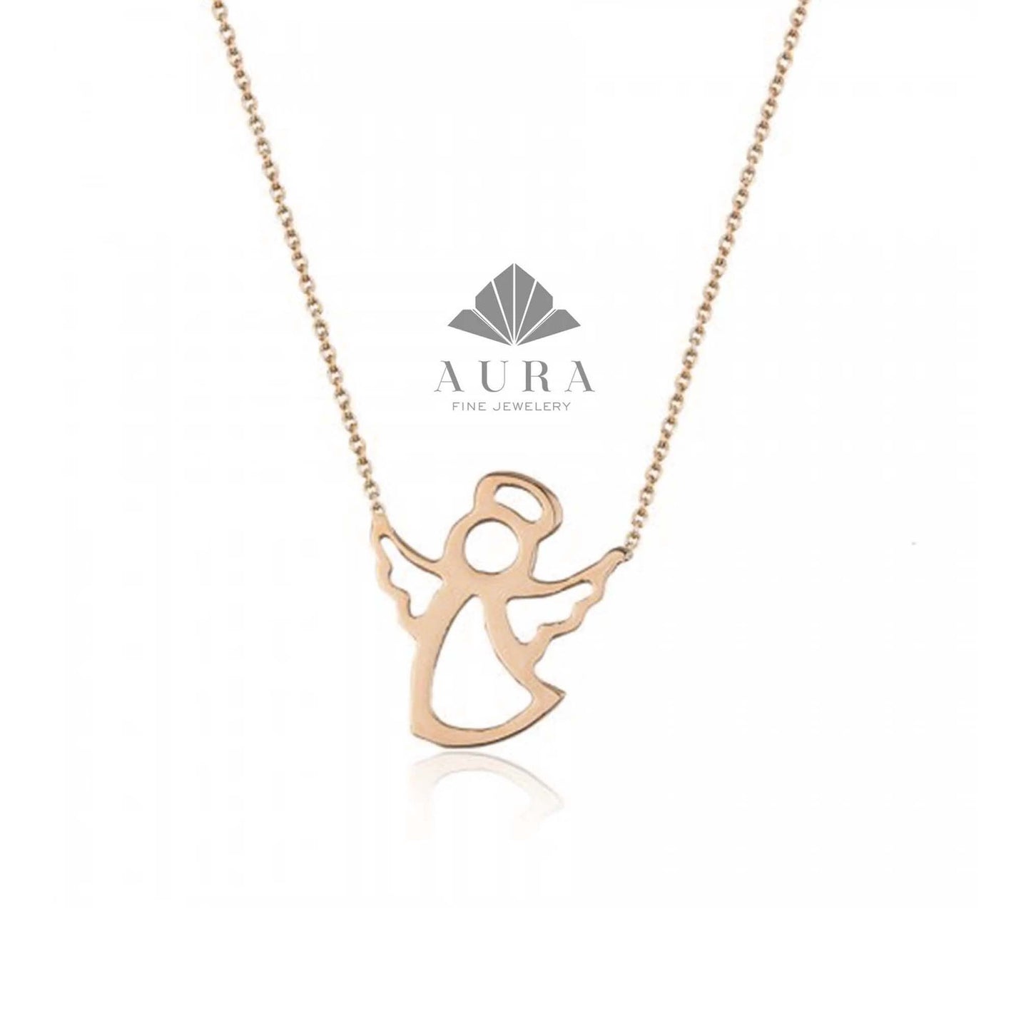 14K Gold Angel Necklace, Guardian Angel Pendant, Dainty Angel Necklace, Protection Jewelry, Angel Charm Necklace, Christmas Gift