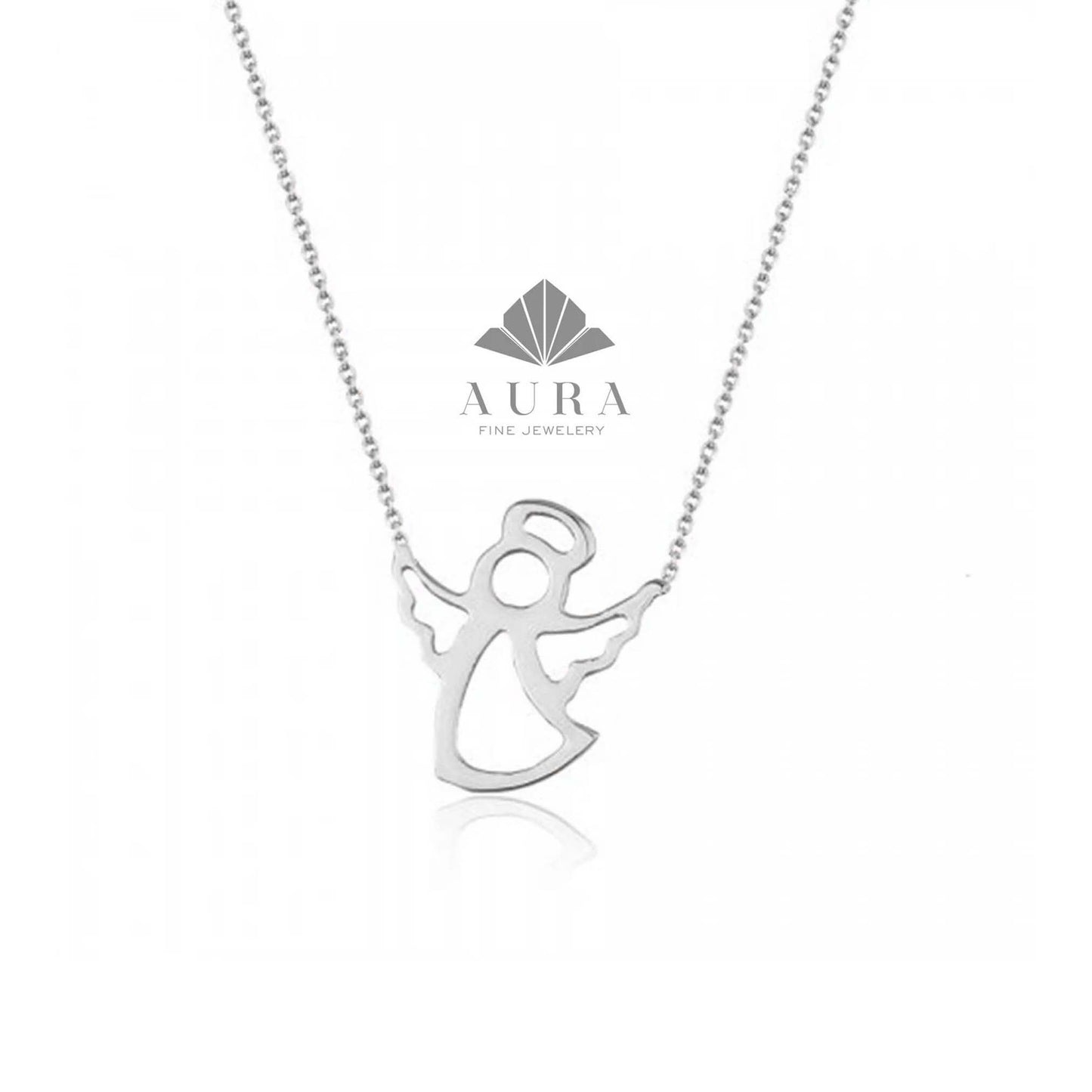 14K Gold Angel Necklace, Guardian Angel Pendant, Dainty Angel Necklace, Protection Jewelry, Angel Charm Necklace, Christmas Gift