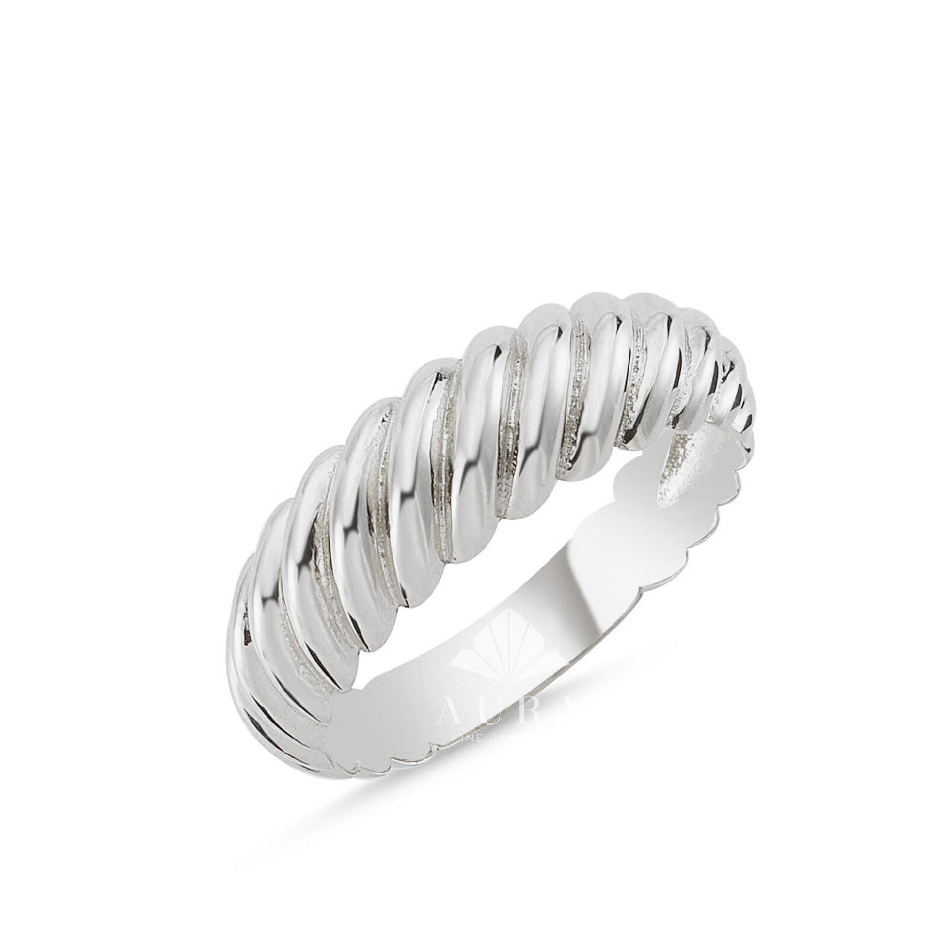 14K Gold Croissant Ring, Croissant Wedding Band, Dainty Twist Ring, Statement Ring, Infinity Twisted Thumb Band, Classic Dome Ring Gift