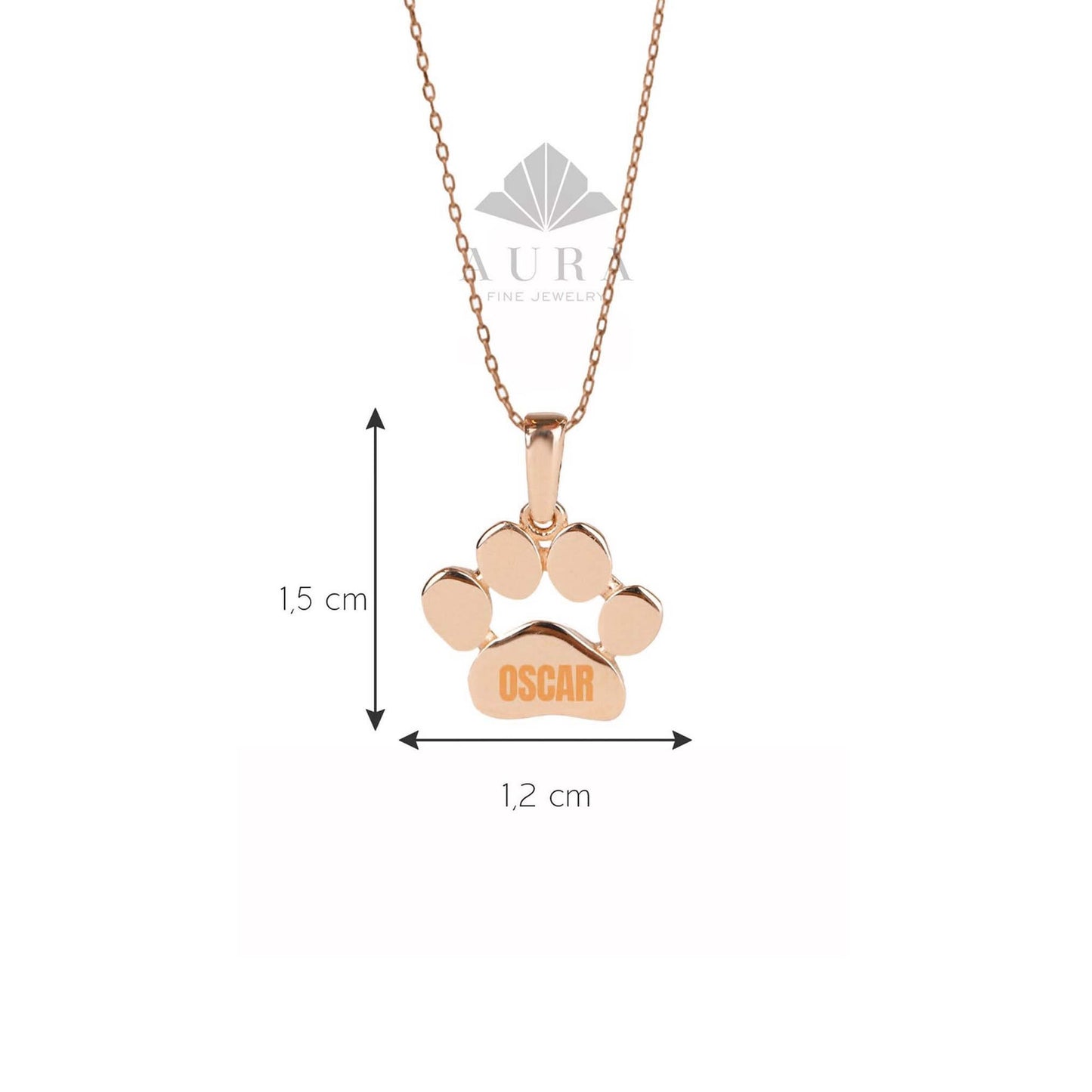 14K Gold Paw Print Necklace, Dog Paw Pendant Necklace, Engraved Pet Paw Print Charm, Pet Memorial Necklace, Personalized Paw, Gift