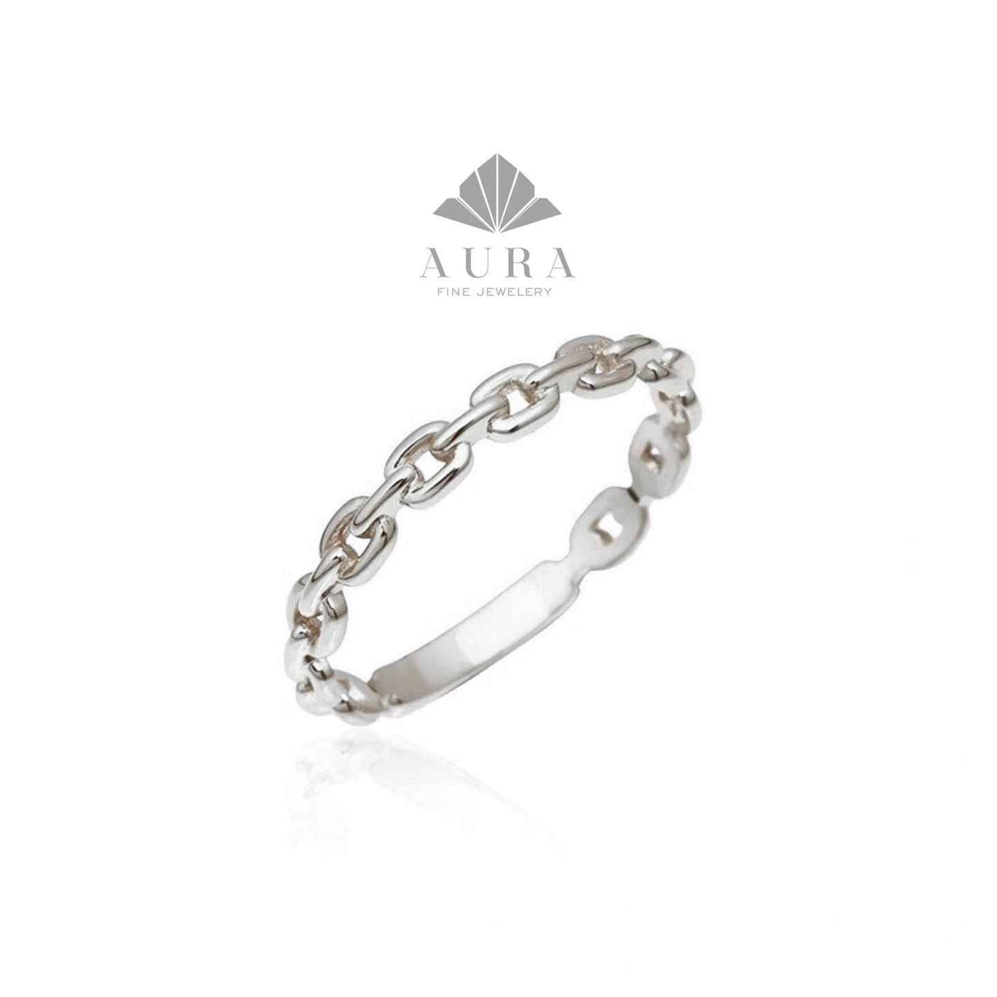 14K Gold Chain Ring, Dainty Gold Band, Paperclip Chain Ring, Curb Chain Link Ring, Wedding Band, Simple Stacking Ring, Pointer Finger Ring