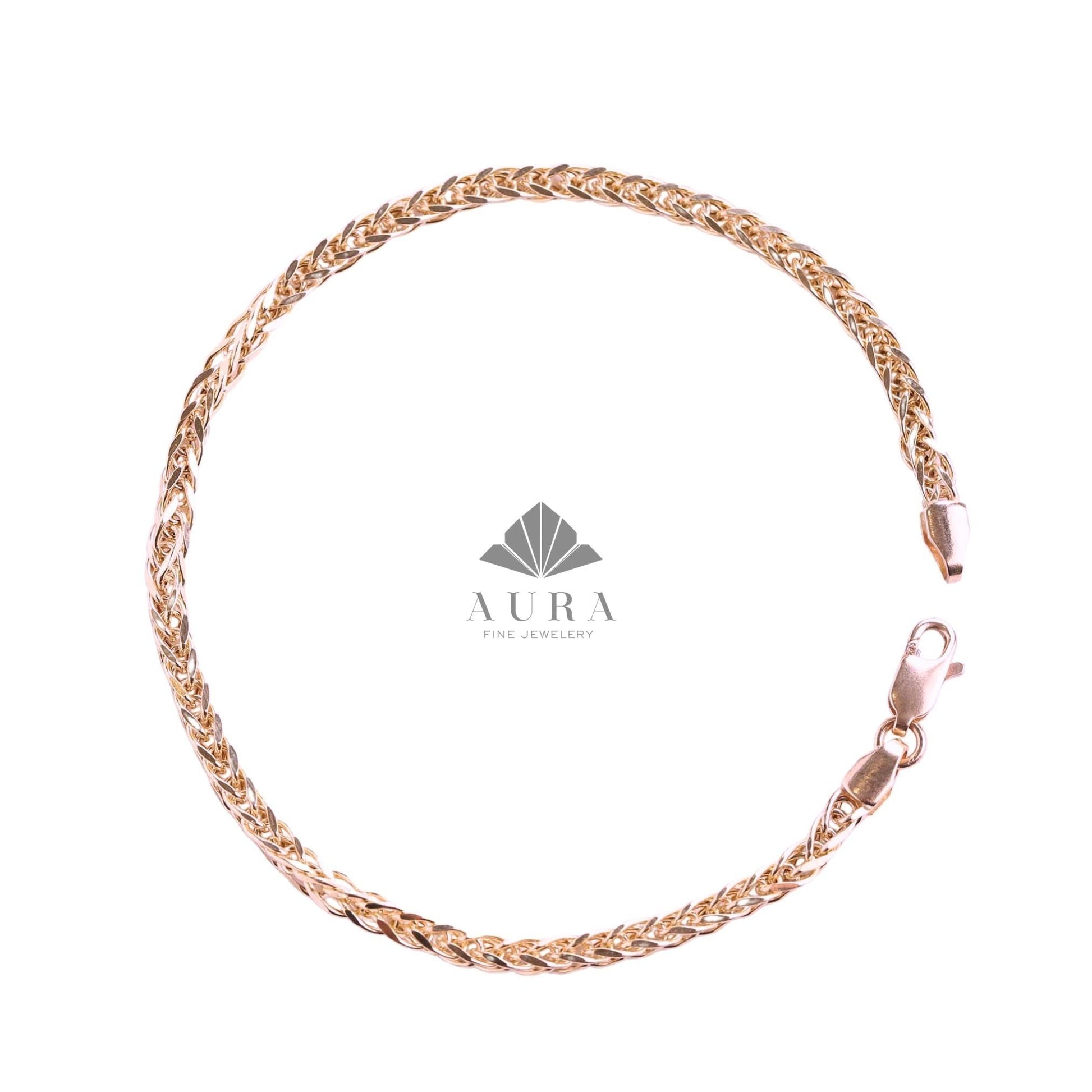 14K Gold Palm Chain Bracelet, Wheat Foxtail Palm, Franco Chain Bracelet, 2mm 3mm 4mm Link Chain Bracelet, Men Women Bracelet