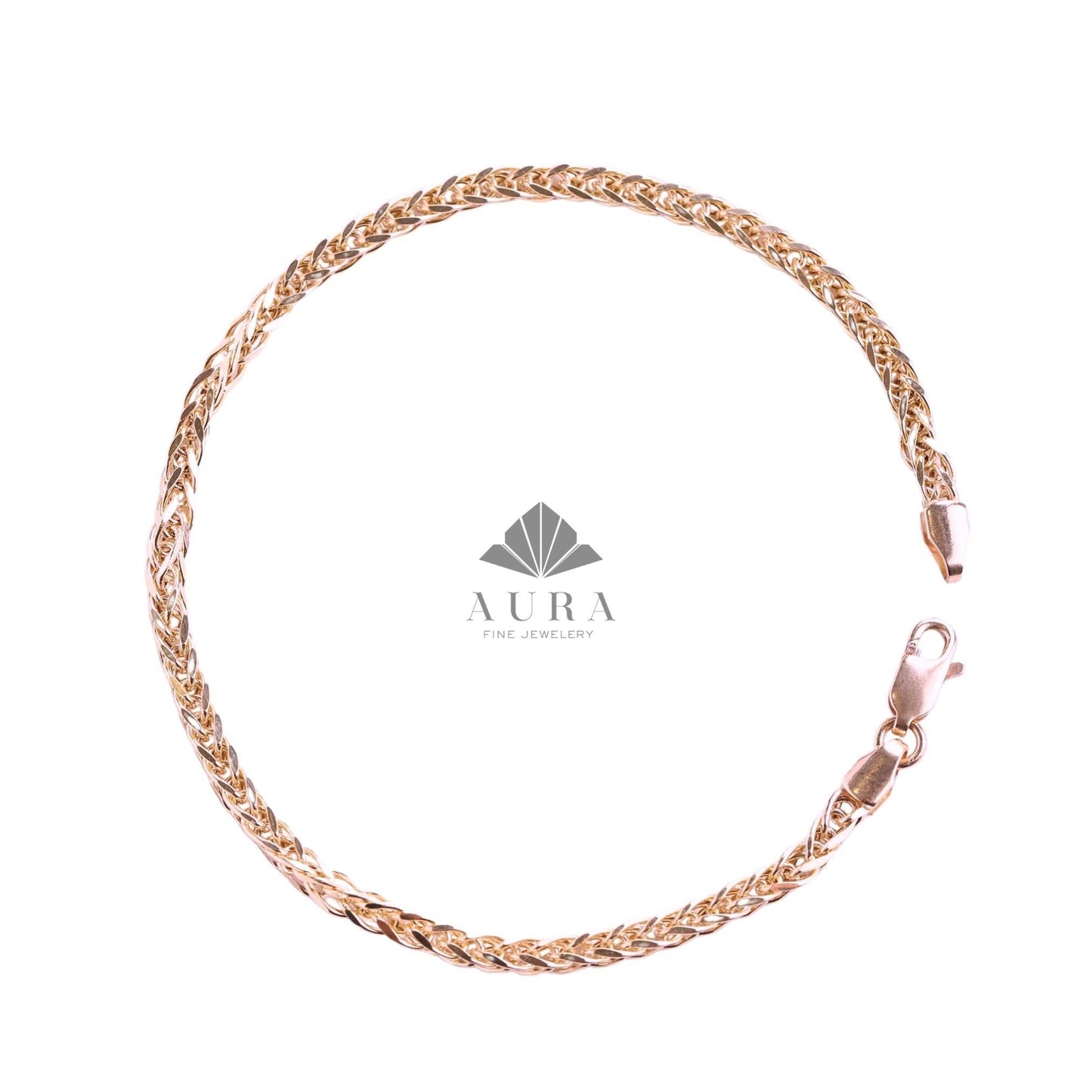 14K Gold Palm Chain Necklace, Wheat Foxtail Palm, Franco Chain Necklace, 2mm 3mm 4mm Link Chain Necklace, Men Women Necklace, Choker Unisex