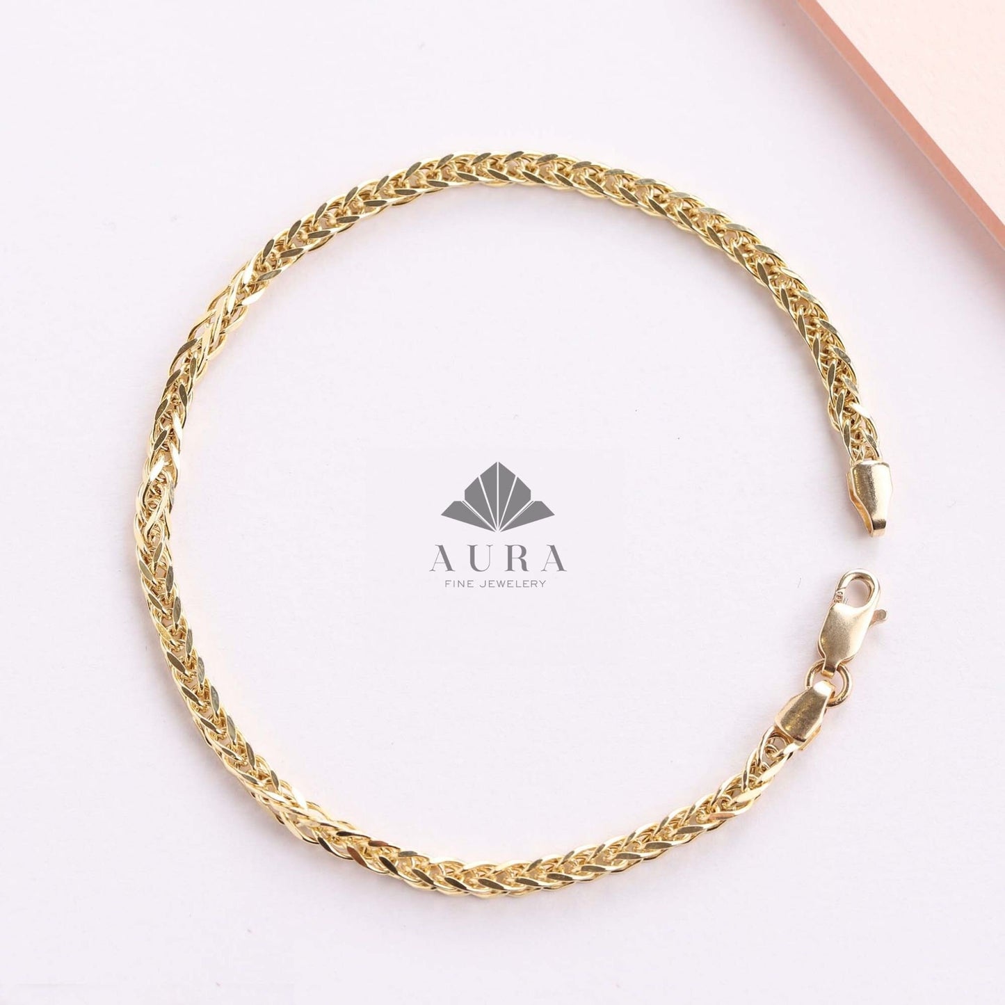 14K Gold Palm Chain Necklace, Wheat Foxtail Palm, Franco Chain Necklace, 2mm 3mm 4mm Link Chain Necklace, Men Women Necklace, Choker Unisex
