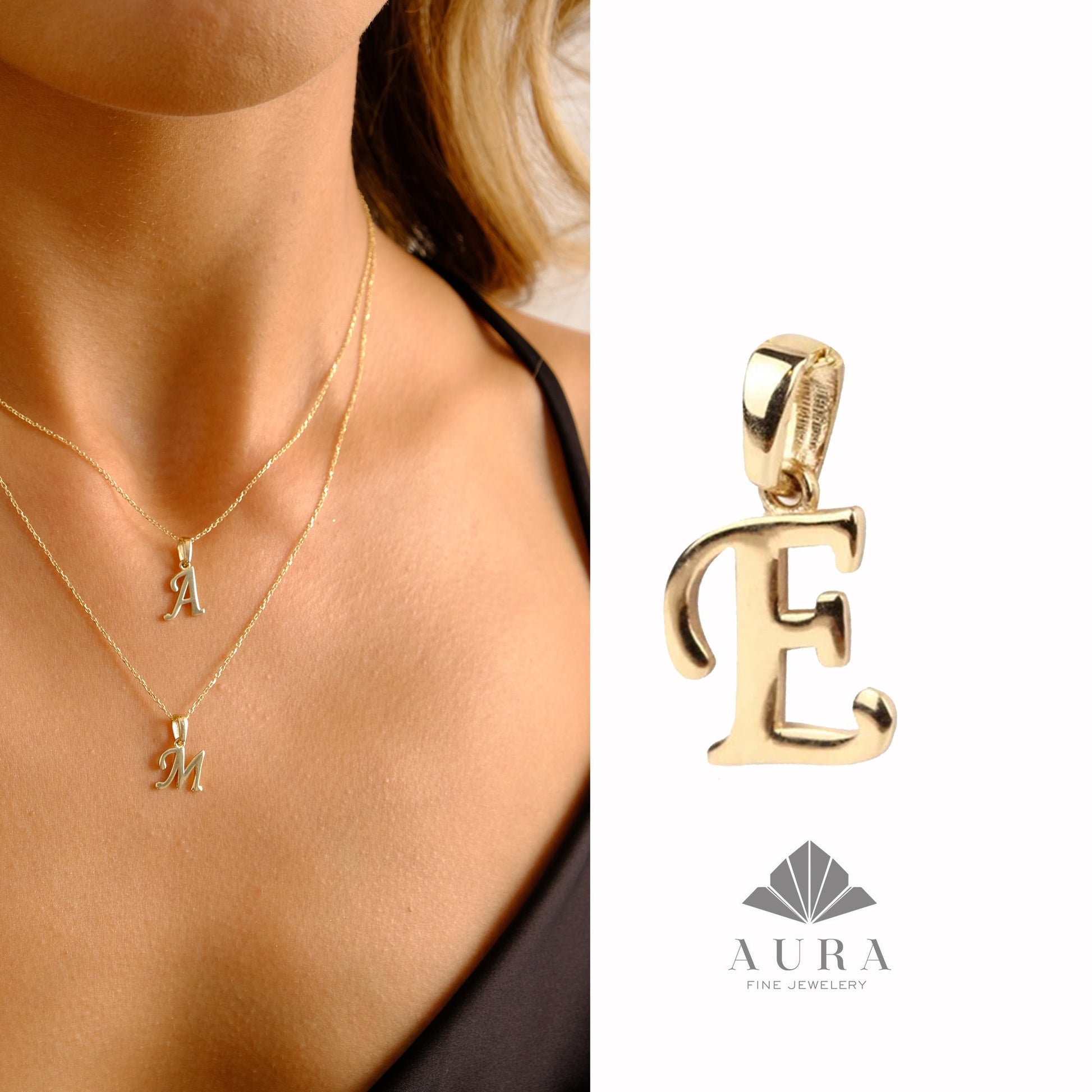 14K Gold Cursive Initial Necklace, Handwriting Letters Pendant, Initial Alphabet Charm, Personalized Choker, Capital Cursive Initial