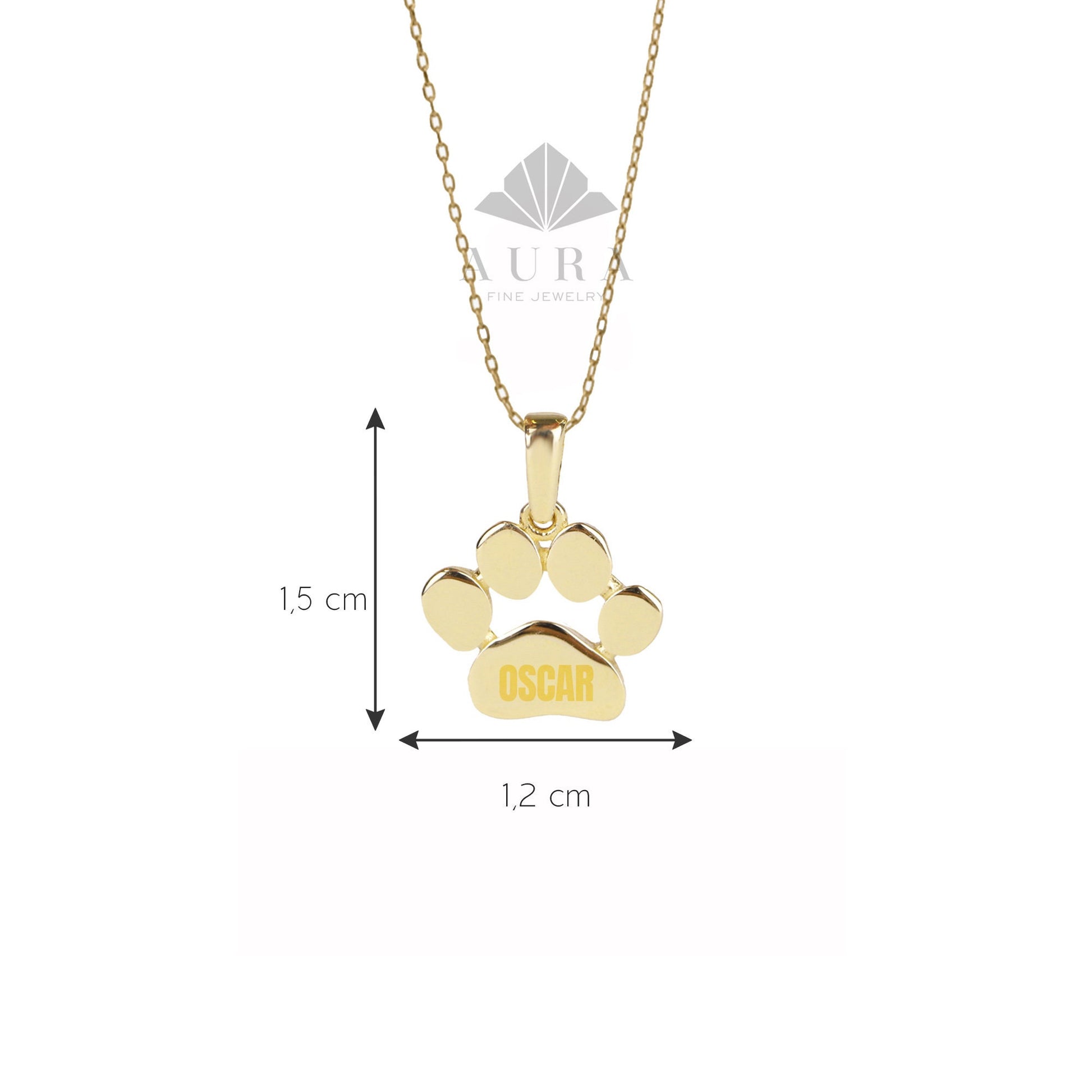 14K Gold Paw Print Name Necklace, Personalized Pet Necklace, Custom Dog Paw Pendant, Memorial Engraved, Pet Loss Gift, Animal Lover Jewelry