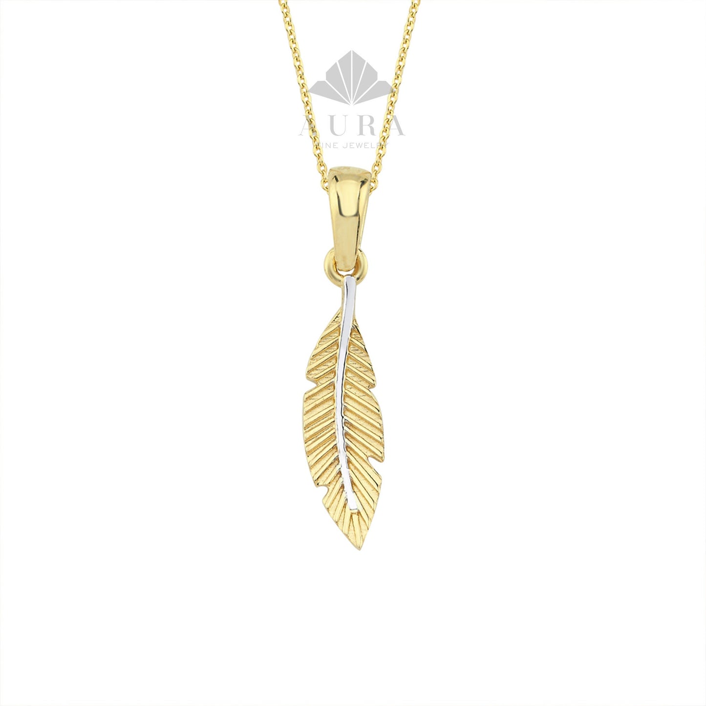 14K Gold Feather Necklace, Lucky Feather Necklace, Feather Charm Choker, Layered Necklace, Feather Necklace, Dainty Protection Charm Pendant