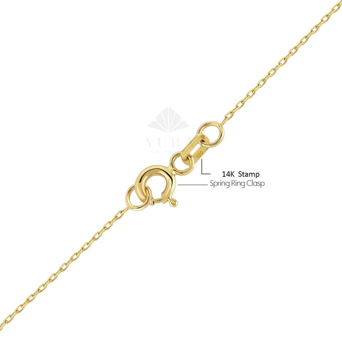 14K Solid Gold Diamond Cut Cable Chain Necklace | 0.7mm Fine Gold Chain | 16, 18, 20, 22, 24 Inch | Unisex | Yellow, White & Rose Gold