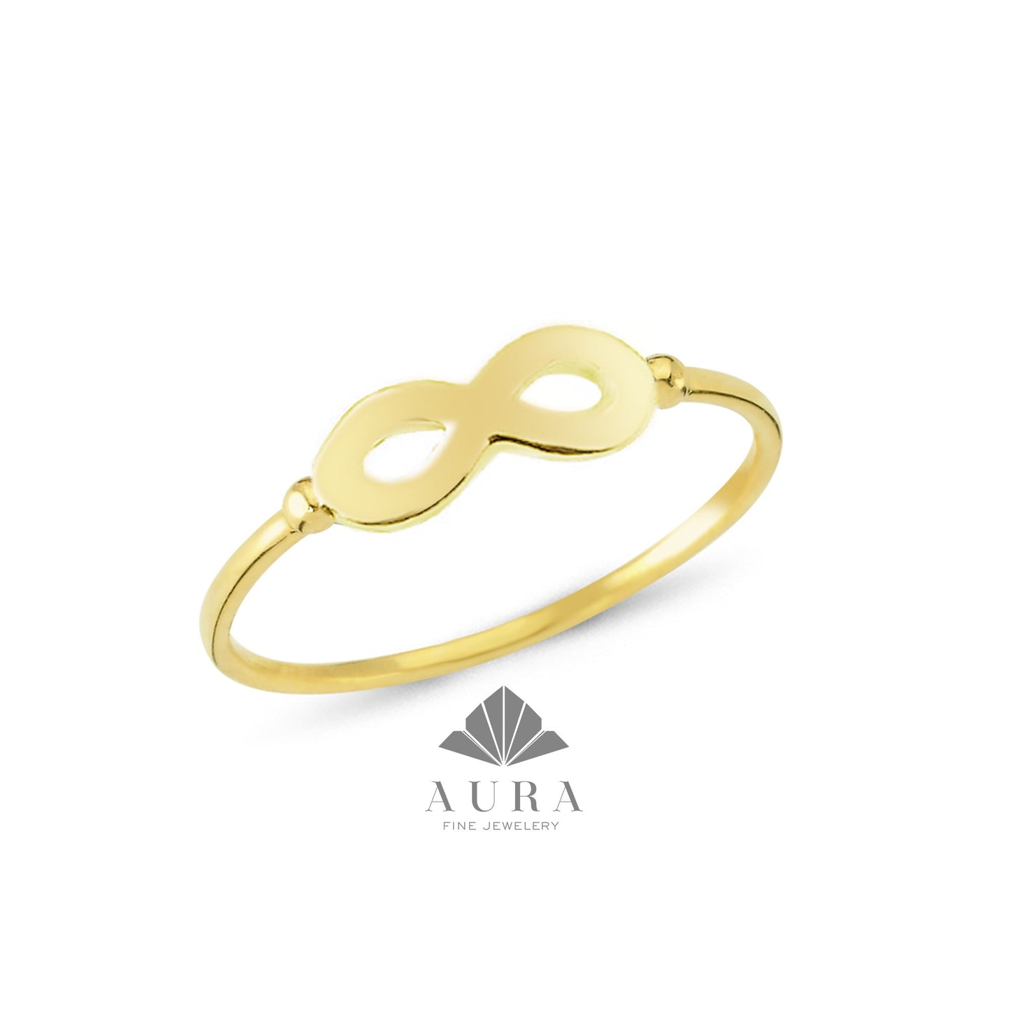 14K Gold Infinity Ring, Eternity Gold Band, Dainty Stacking Ring, Gold Knuckle Ring, Thumb Band, Forever Linked Together, Love Ring