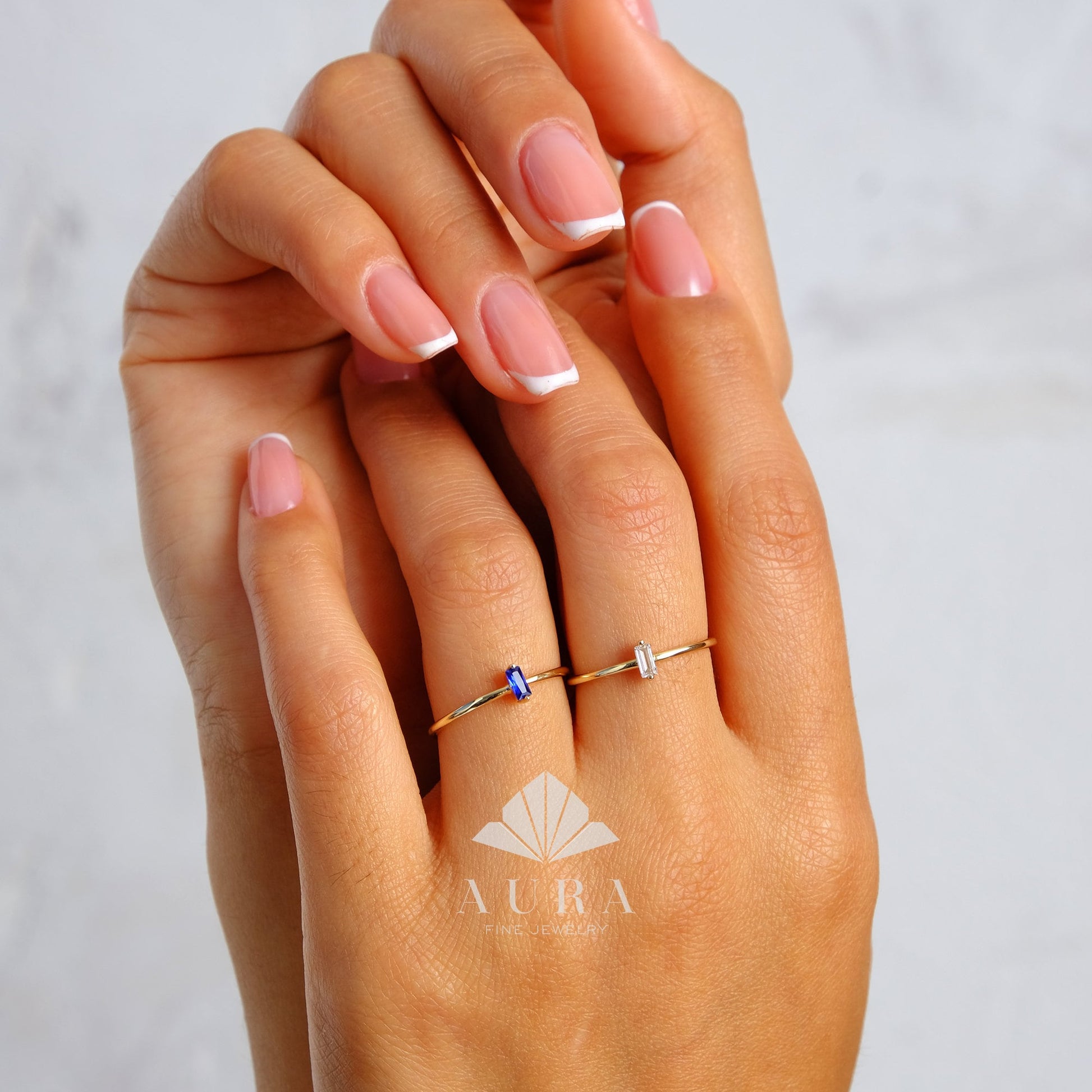 14K Solid Gold Baguette Birthstone Ring, Personalized Solitaire Gemstone Ring, Custom Birthstone Ring, Minimalist Stackable Dainty Ring