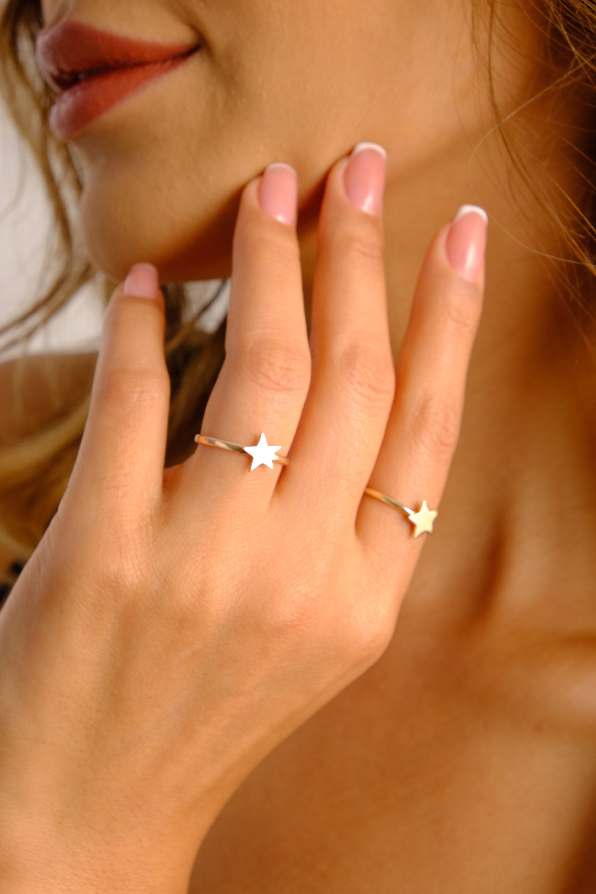 14K Gold Star Ring, Celestial Gold Band Ring, Minimalist Gold Ring, Stacking Ring, Lucky Star Ring, Starburst Ring, Gift For Her