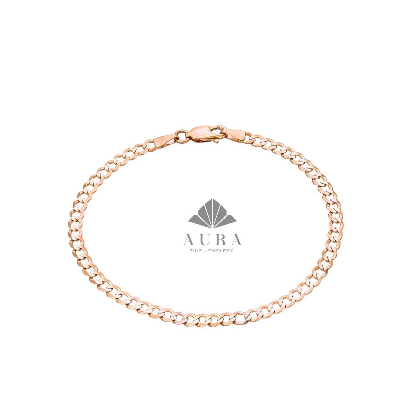 14K Gold Cuban Link Bracelet, Cuban Link Chain Bracelet, 3mm 4mm 5mm Curb Link Bracelet, Stacking Gold Bracelet, Men Women Bracelet, Holiday