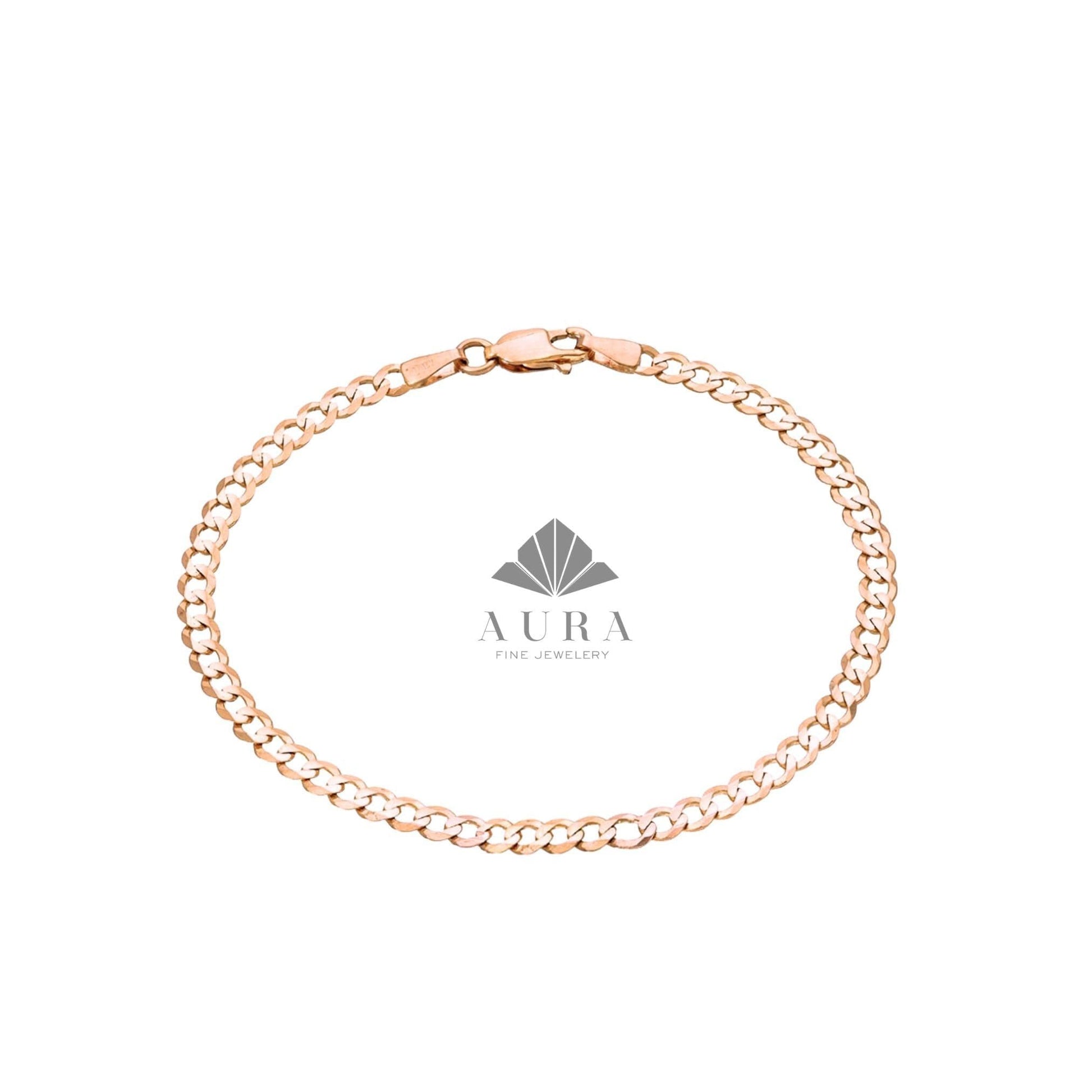 14K Gold Cuban Link Bracelet, Cuban Link Chain Bracelet, 3mm 4mm 5mm Curb Link Bracelet, Stacking Gold Bracelet, Men Women Bracelet, Holiday