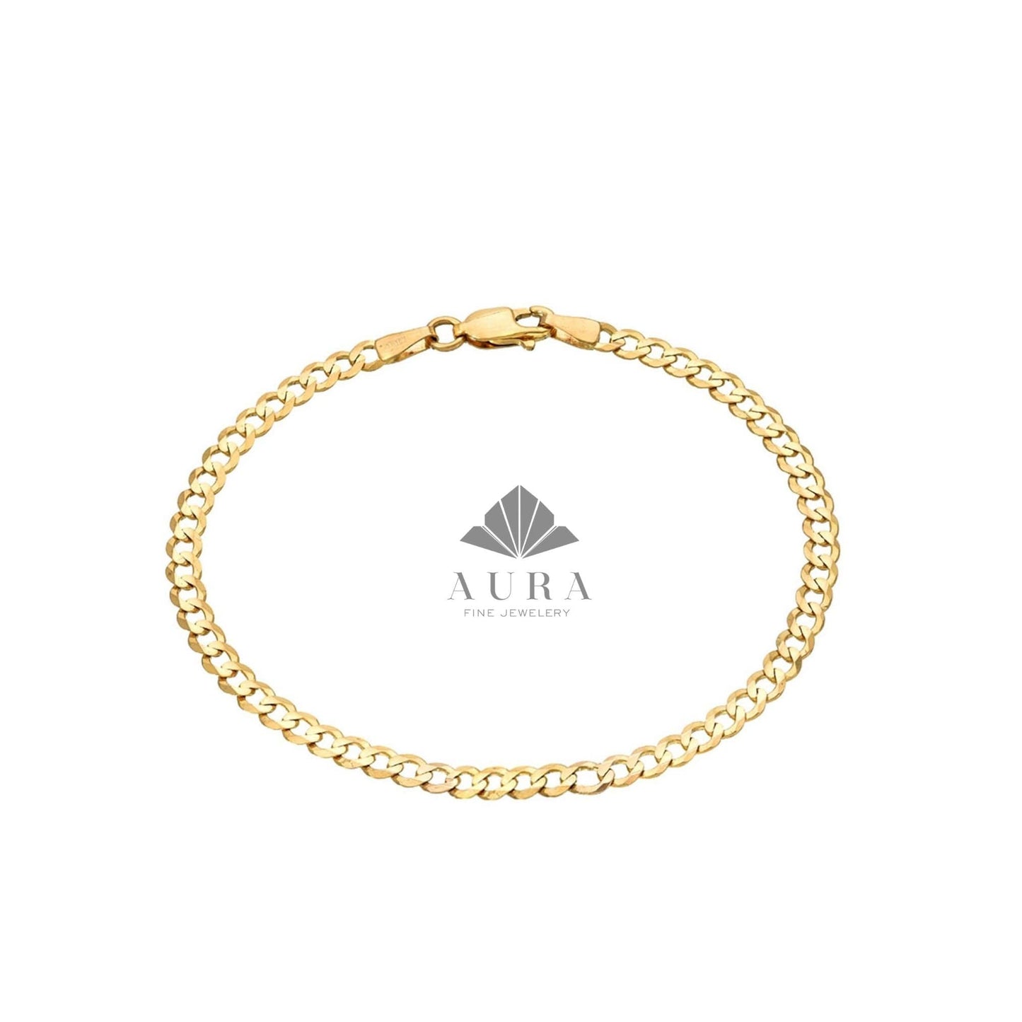 14K Gold Cuban Link Bracelet, Cuban Link Chain Bracelet, 3mm 4mm 5mm Curb Link Bracelet, Stacking Gold Bracelet, Men Women Bracelet, Holiday