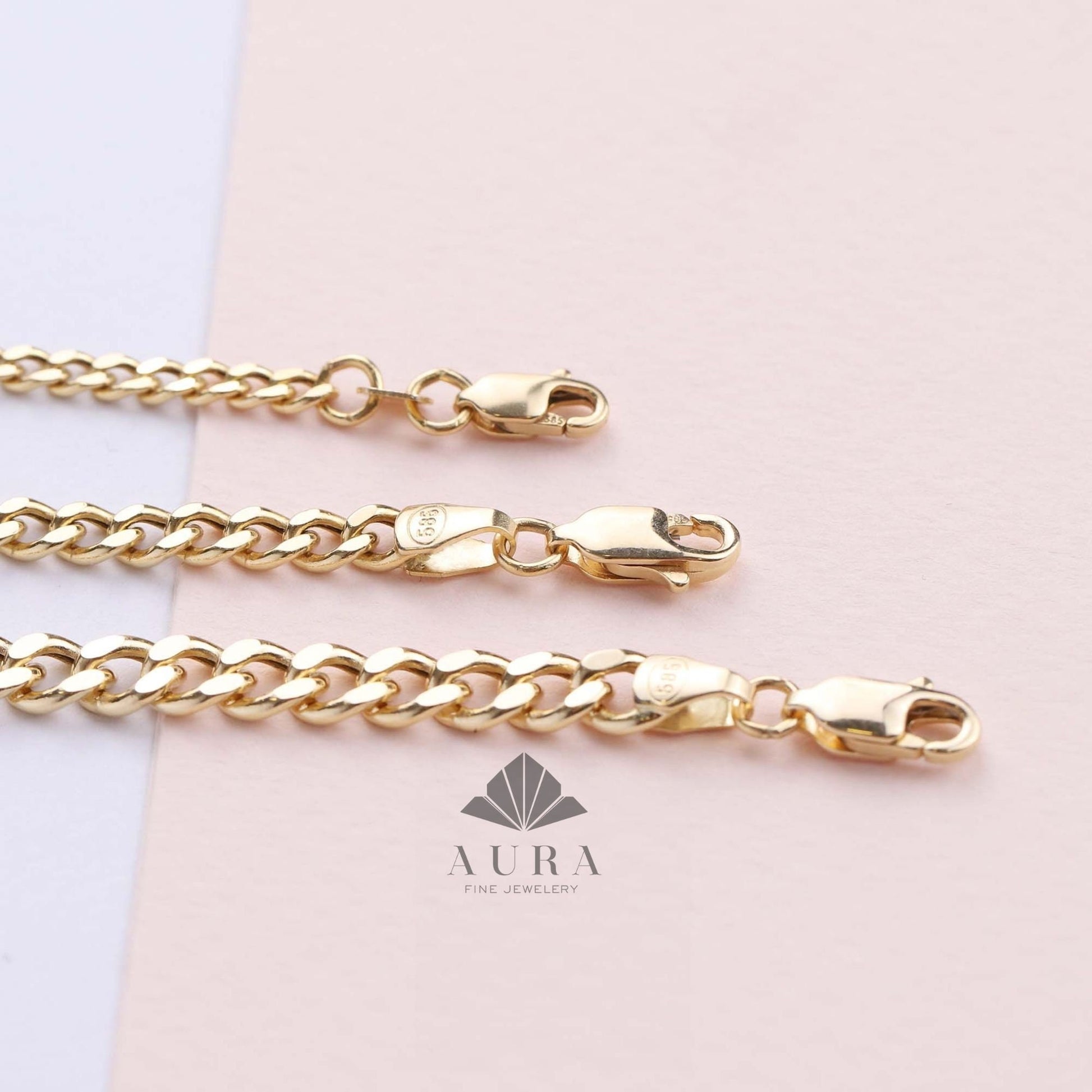 14K Gold Cuban Link Bracelet, Cuban Link Chain Bracelet, 3mm 4mm 5mm Curb Link Bracelet, Stacking Gold Bracelet, Men Women Bracelet, Holiday