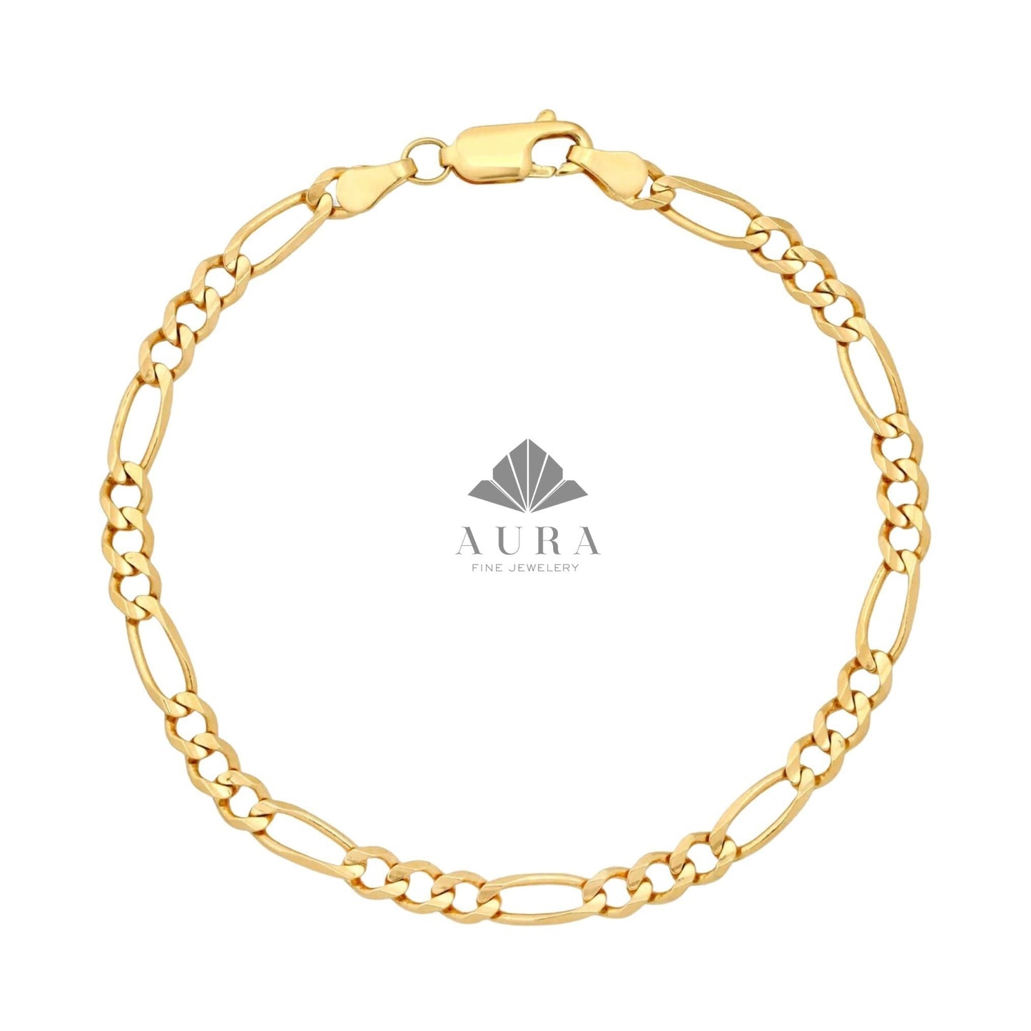 14K Gold Figaro Chain Bracelet, 2mm 3mm 4mm 5mm Figaro Chain Bracelet, Genuine Gold Chain Anklet, Thick Figaro Bracelet, Man Woman Bracelet