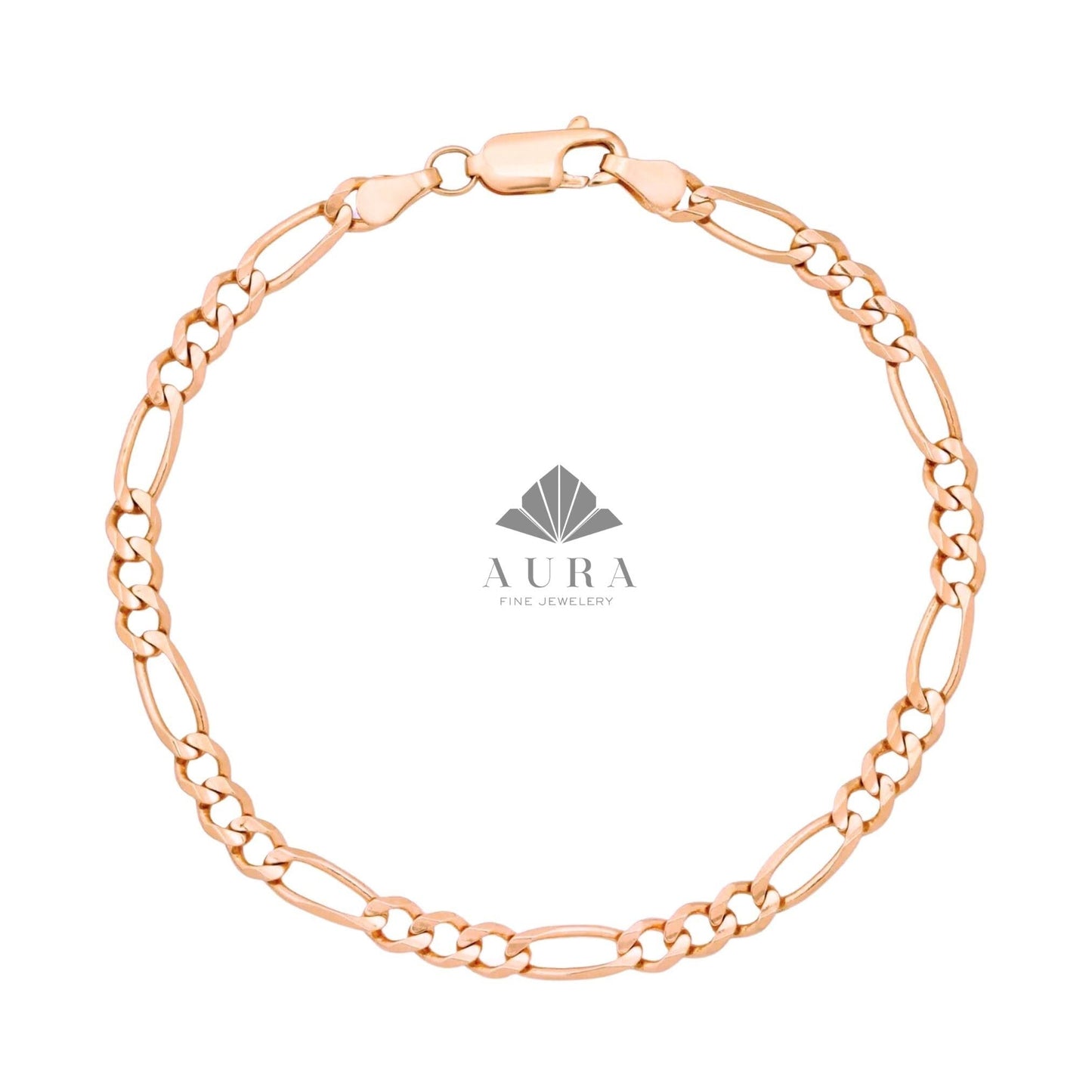 14K Gold Figaro Chain Bracelet, 2mm 3mm 4mm 5mm Figaro Chain Bracelet, Genuine Gold Chain Anklet, Thick Figaro Bracelet, Man Woman Bracelet