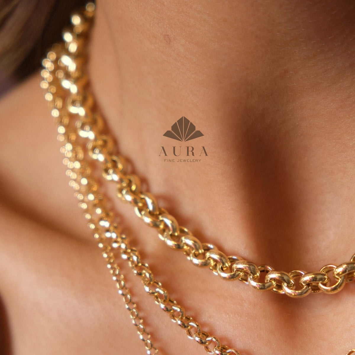 14K Gold Rolo Chain Necklace, 3mm 4mm 5mm Gold Link Necklace, Belcher Chain Necklace, Layering Necklace, Unisex Gold Jewelry