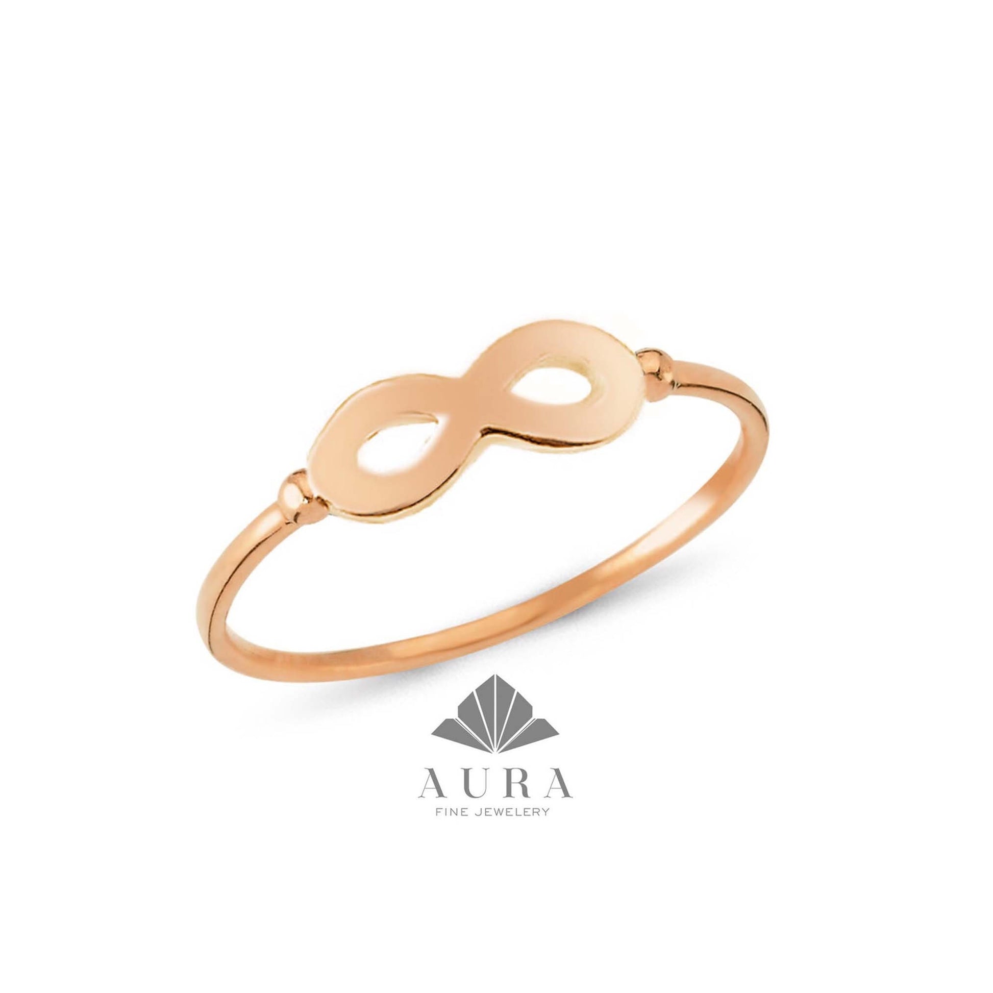 14K Gold Infinity Ring, Eternity Gold Band, Dainty Stacking Ring, Gold Knuckle Ring, Thumb Band, Forever Linked Together, Love Ring