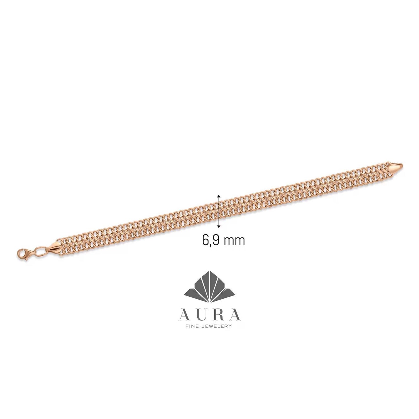 14K Gold Vienna Bracelet, Double Curb Chain Bracelet, Armoured Chain, Minimalist Jewelry, Gift for Her