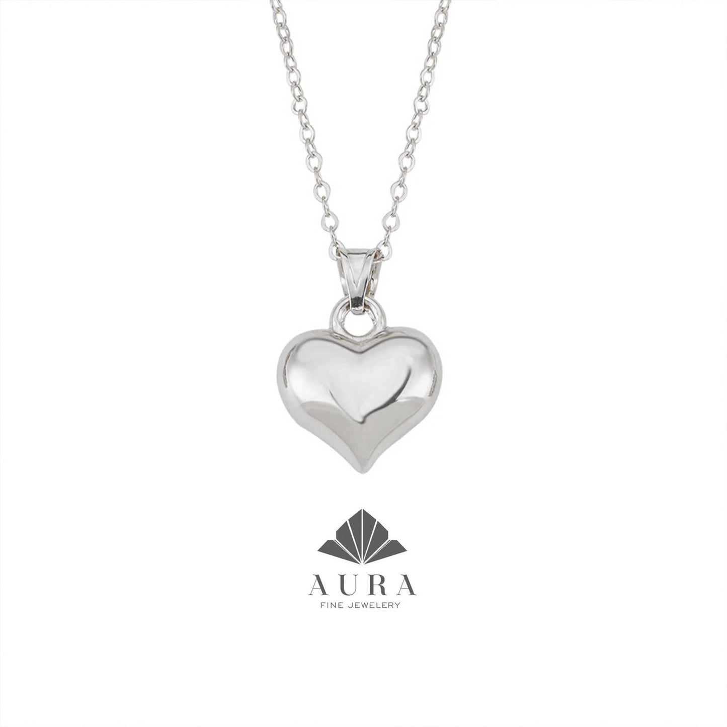 14K Gold Puffed Heart Necklace, 3D Heart Pendant, Gold Love Choker, Mini Heart Charm, Dainty Heart Necklace, Gift For Her