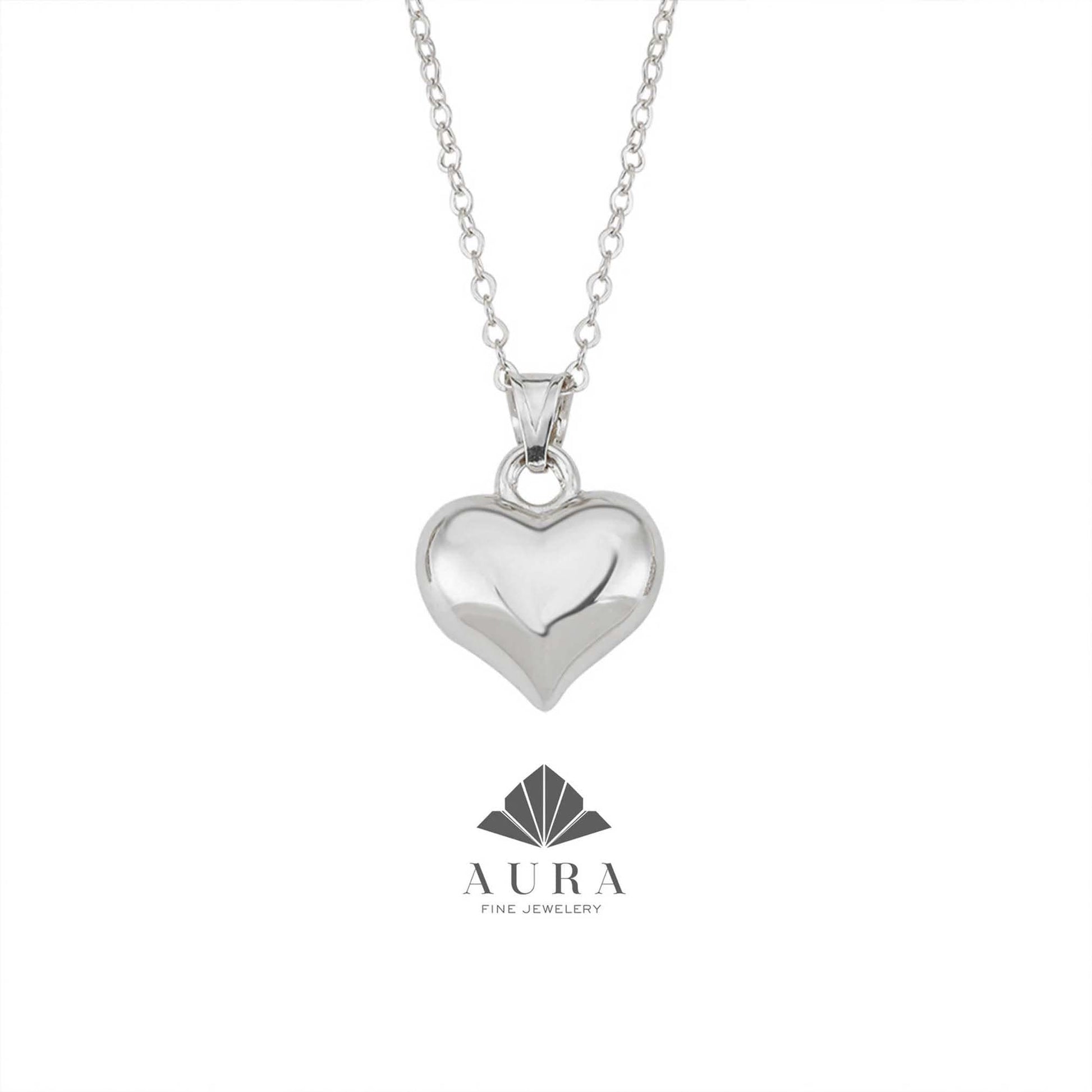 14K Gold Puffed Heart Necklace, 3D Heart Pendant, Gold Love Choker, Mini Heart Charm, Dainty Heart Necklace, Gift For Her