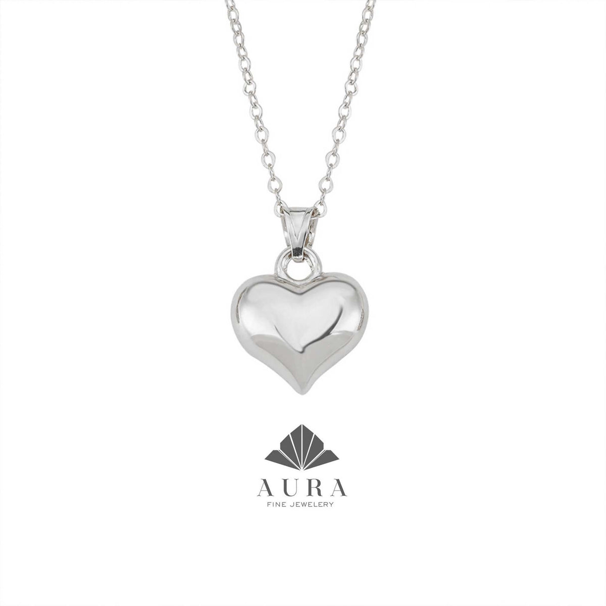 14K Gold Puffed Heart Necklace, 3D Heart Pendant, Gold Love Choker, Mini Heart Charm, Dainty Heart Necklace, Gift For Her