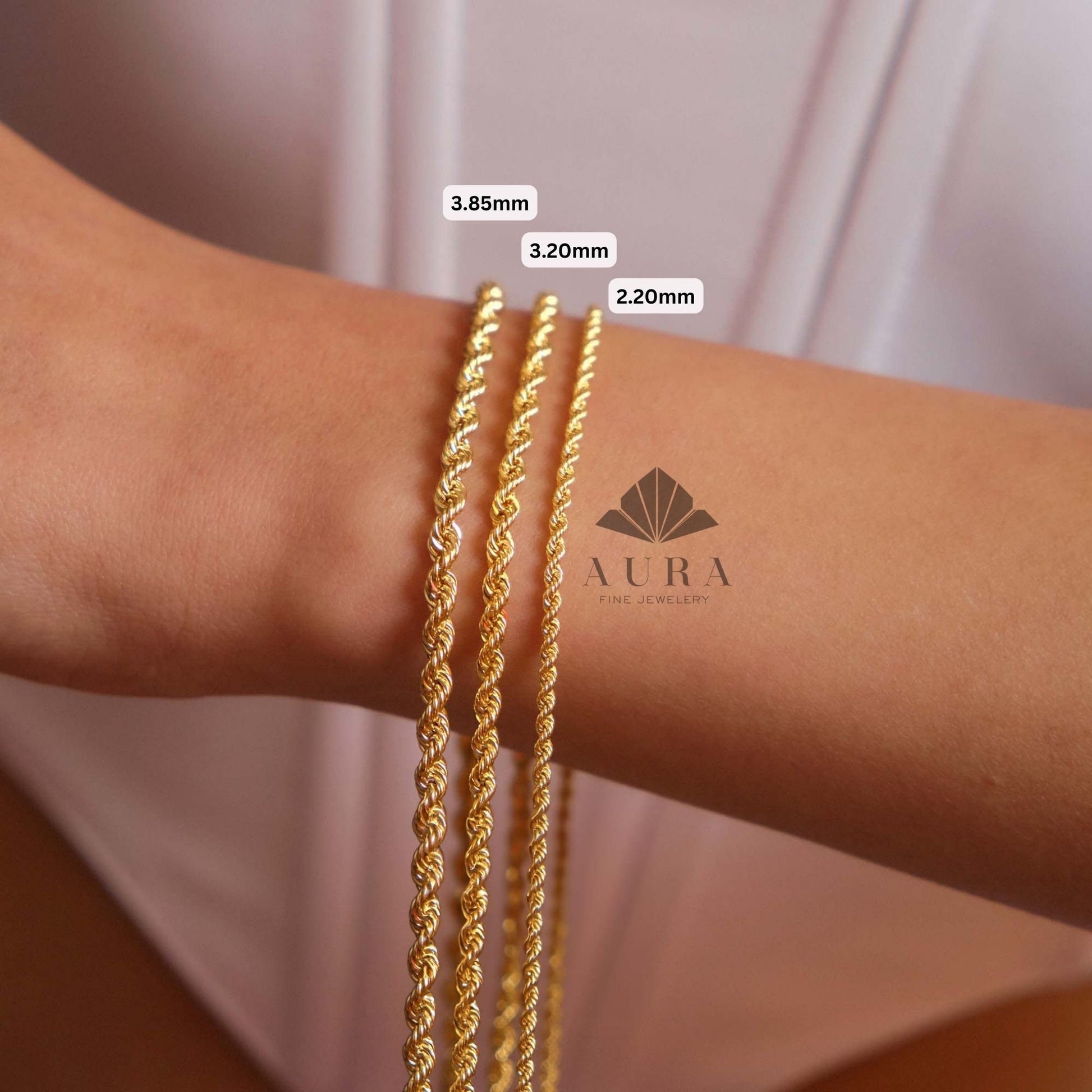 14K Gold Rope Chain Bracelet, Twisted Gold Bracelet, 2mm 3mm 4mm Rope Chain, Dainty Stackable Bracelet, Gift for Men & Women