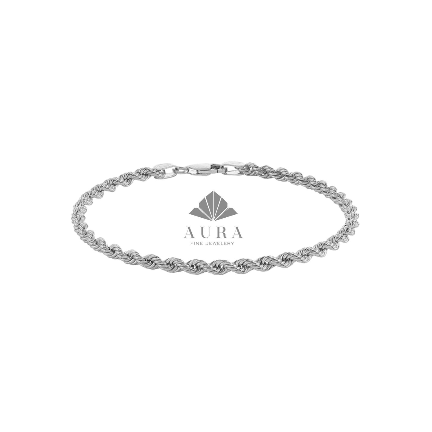 14K Gold Rope Chain Bracelet, Twisted Gold Bracelet, 2mm 3mm 4mm Rope Chain, Dainty Stackable Bracelet, Gift for Men & Women