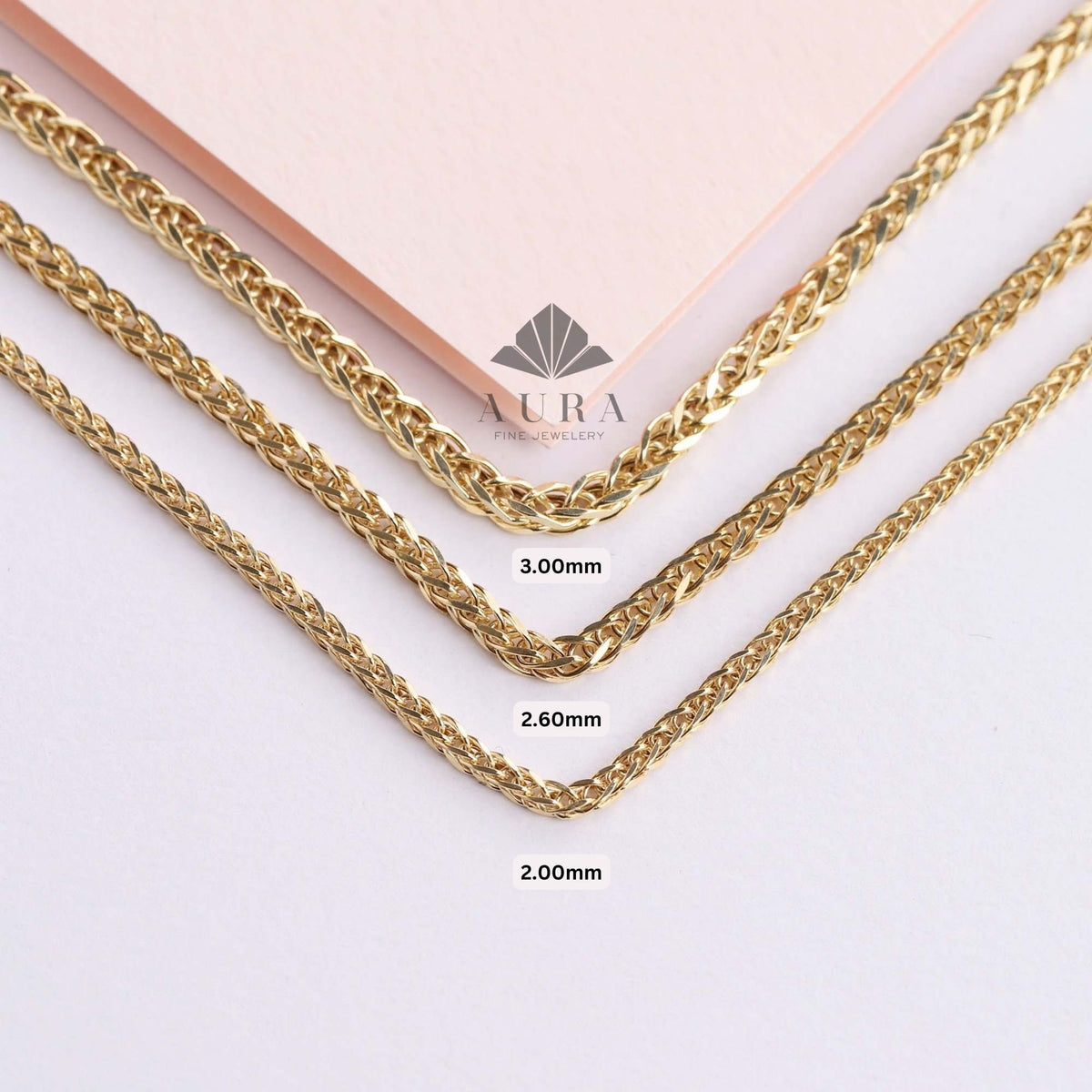 14K Gold Palm Chain Necklace, Wheat Foxtail Palm, Franco Chain Necklace, 2mm 3mm 4mm Link Chain Necklace, Men Women Necklace, Choker Unisex