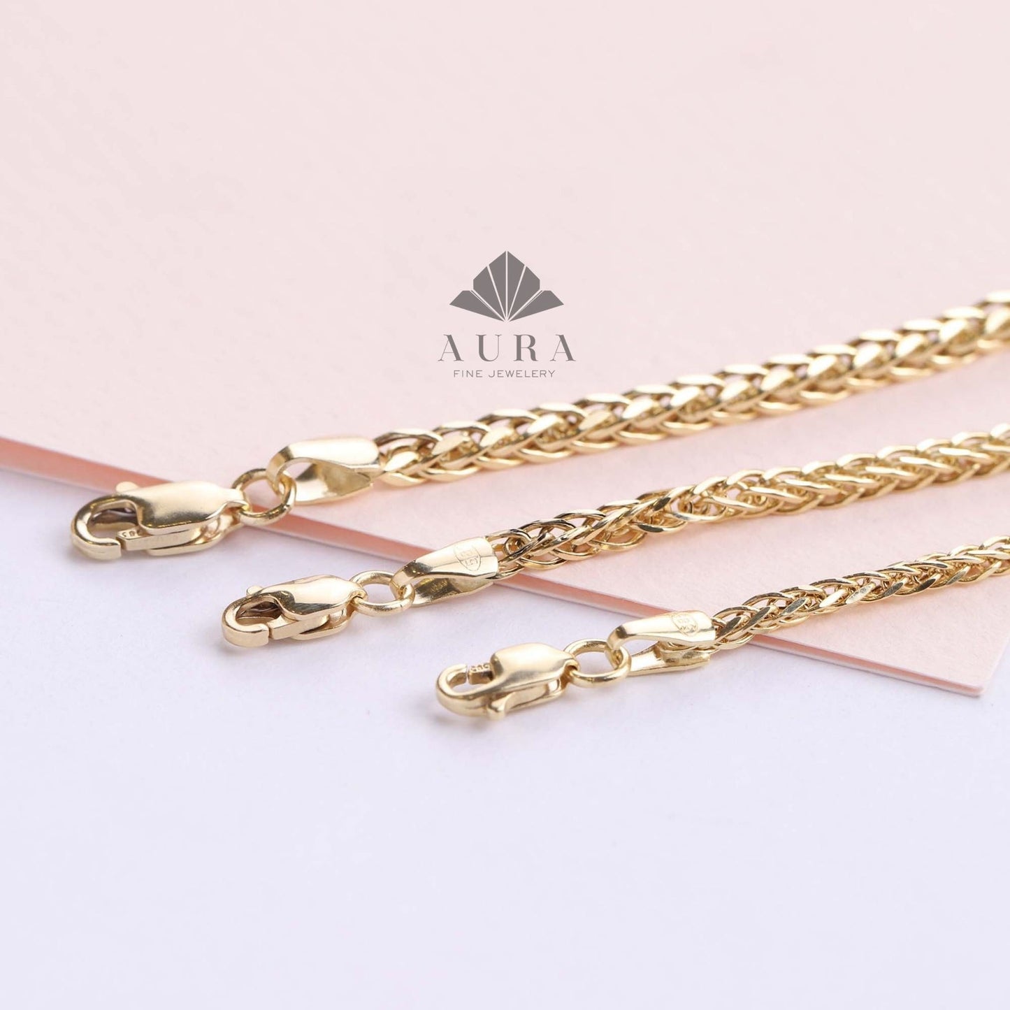 14K Gold Palm Chain Anklet, Wheat Foxtail Palm, Franco Chain Anklet, 2mm 3mm 4mm Link Chain Anklet, Men Women Anklet, Thanksgiving