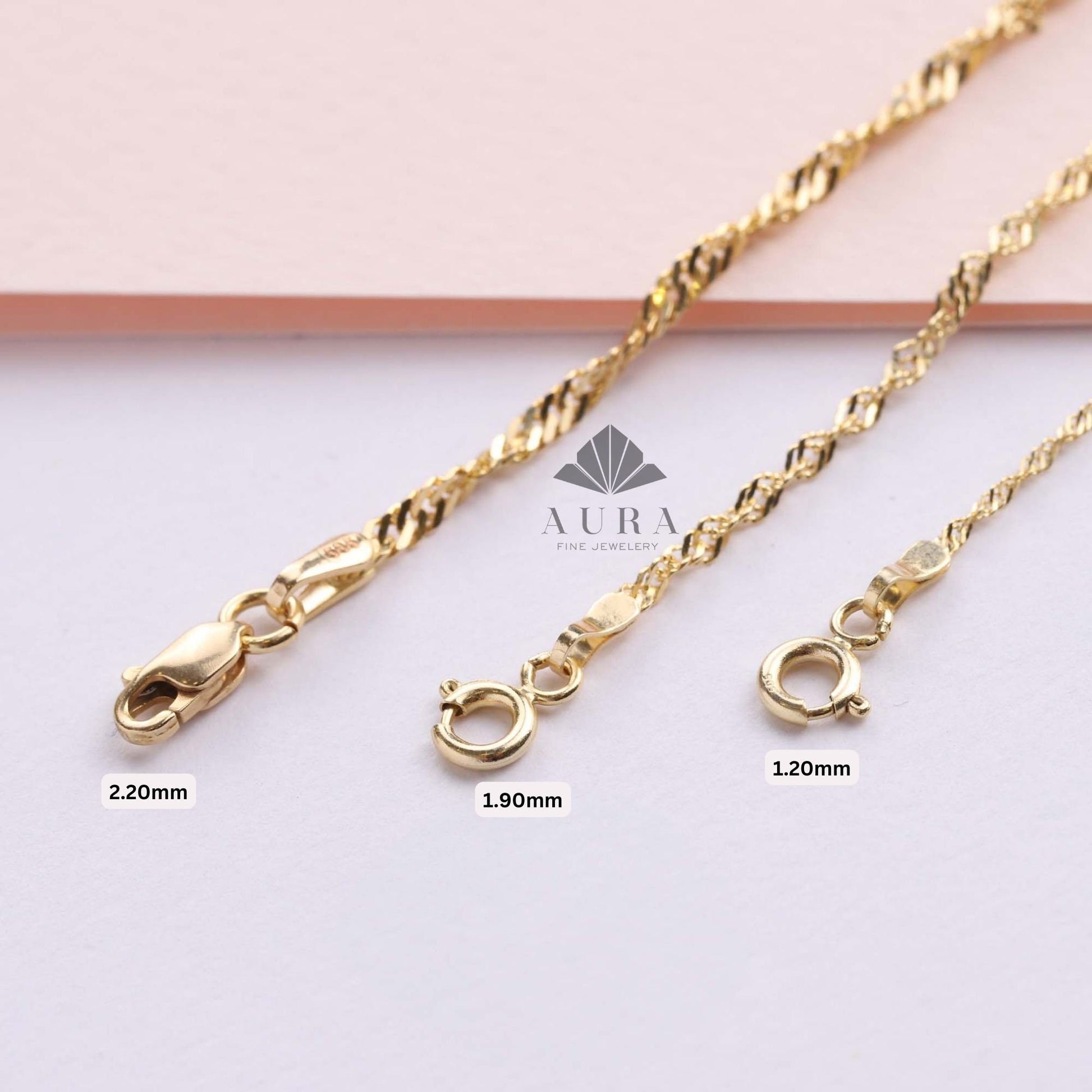 14K Real Gold Singapore Chain Bracelet, Twisted Gold Rope Bracelet, Dainty Twist Bracelet for Women, 1.2mm 1.9mm 2.2mm Layering Chain