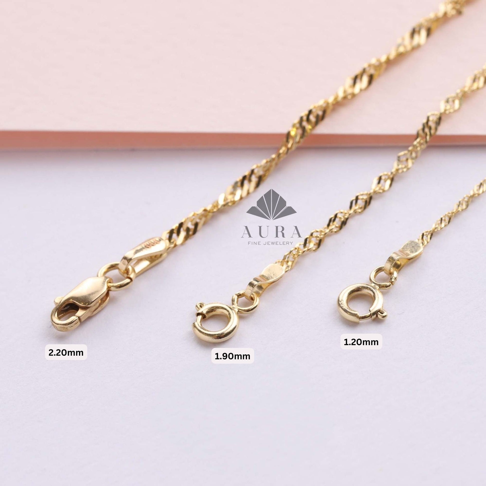 14K Gold Singapore Chain Bracelet, Twisted Gold Bracelet, Rope Bracelet, Tiny Twist Bracelet, 1.2 mm 1.9 mm 2.2 mm Chain Bracelet