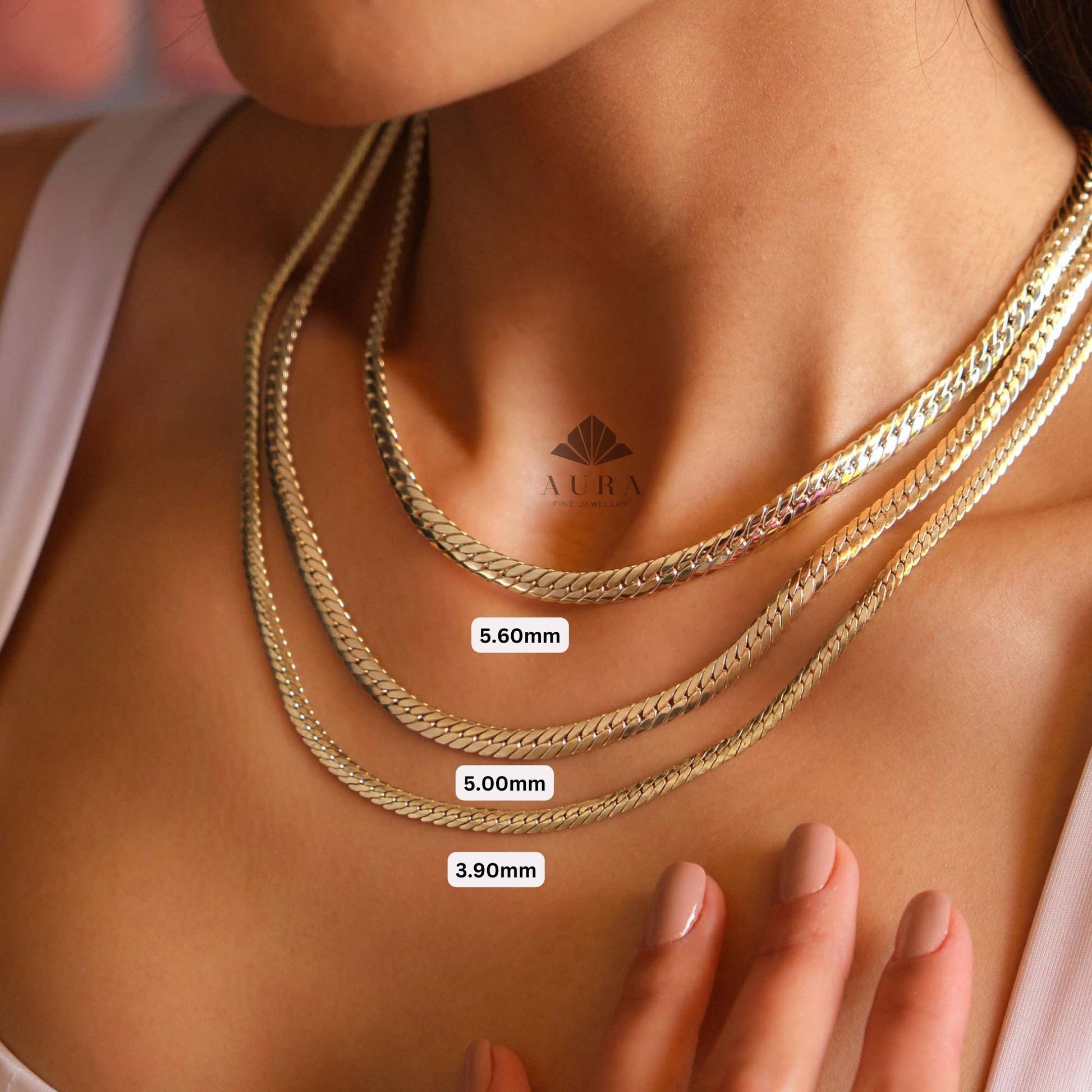 14K Gold Cuban Link Necklace, Cuban Link Chain