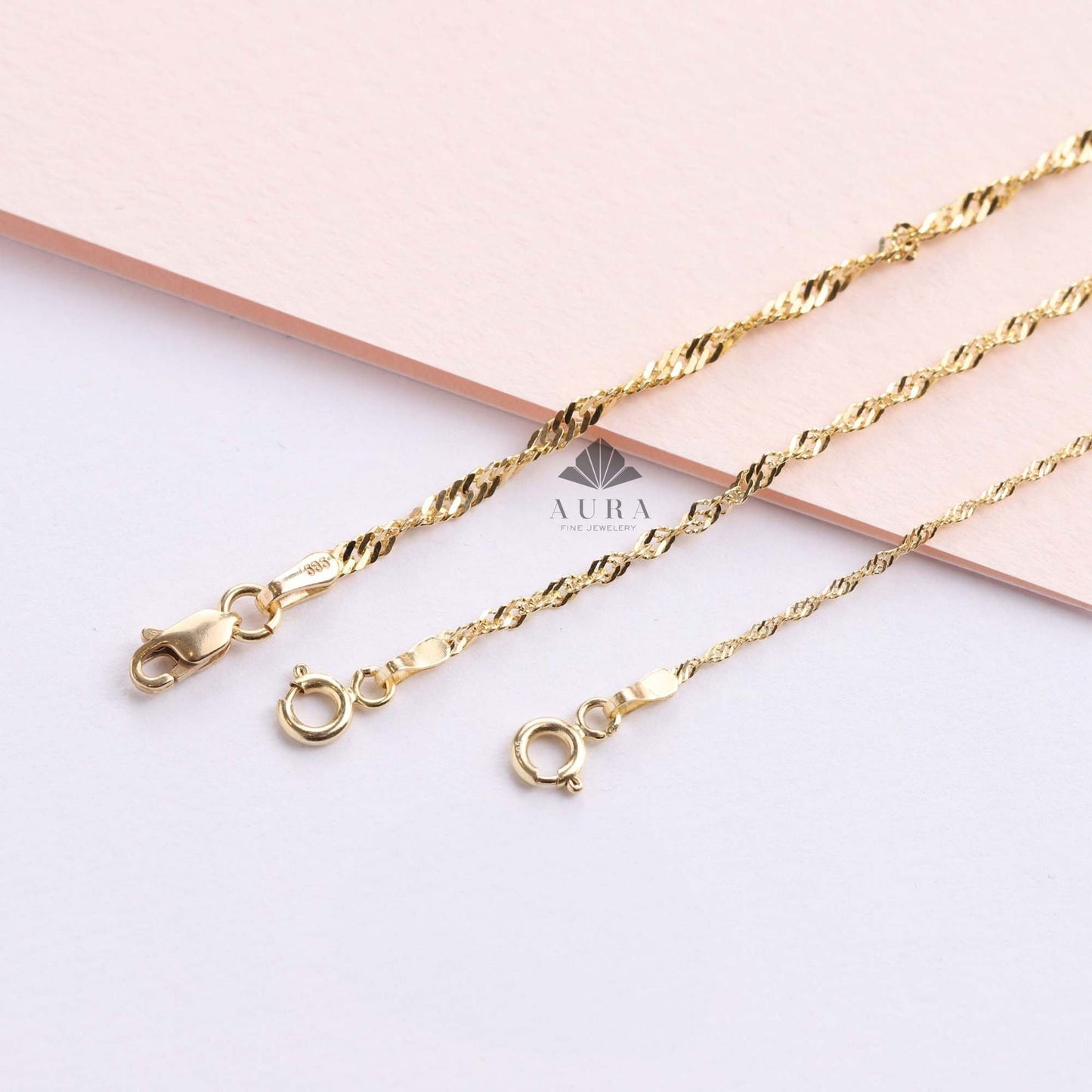 14K Real Gold Singapore Chain Bracelet, Twisted Gold Rope Bracelet, Dainty Twist Bracelet for Women, 1.2mm 1.9mm 2.2mm Layering Chain
