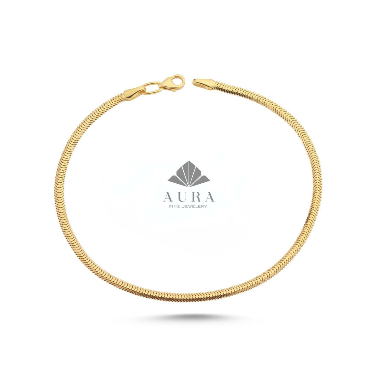 14K Gold Snake Chain Bracelet, Minimalist Gold Bracelet, Handmade Jewelry, Italian Gold Bracelet, Herringbone 2.6 mm 3.4 mm 4.2 mm Chain