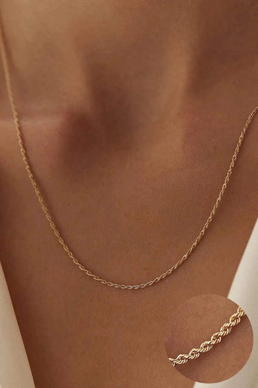 14K Gold Rope Chain Necklace, Rope Chain Necklace, Twisted Chain Necklace, 1.2 mm Rope Gold Chain, Dainty Rope Necklace, Gift For Her