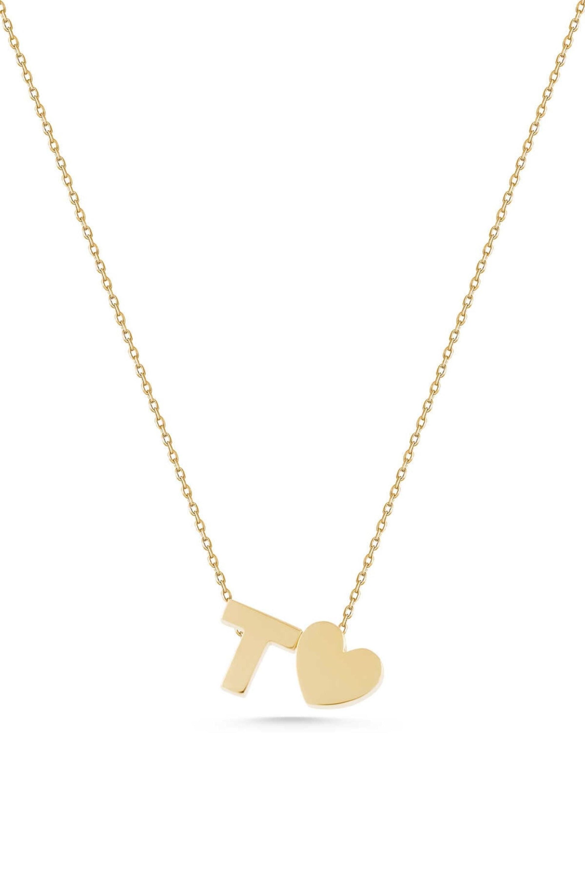 14K Gold Heart Initial Necklace, Personalized Letter Pendant, Dainty Gold Necklace, Custom Name Necklace, Gift for Her, Minimalist Jewelry