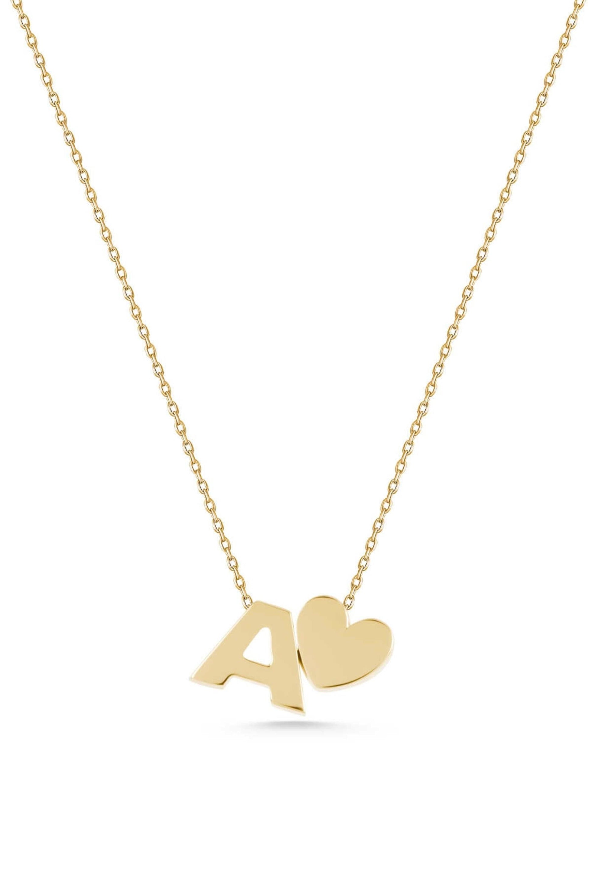 14K Gold Heart Initial Necklace, Personalized Letter Pendant, Dainty Gold Necklace, Custom Name Necklace, Gift for Her, Minimalist Jewelry