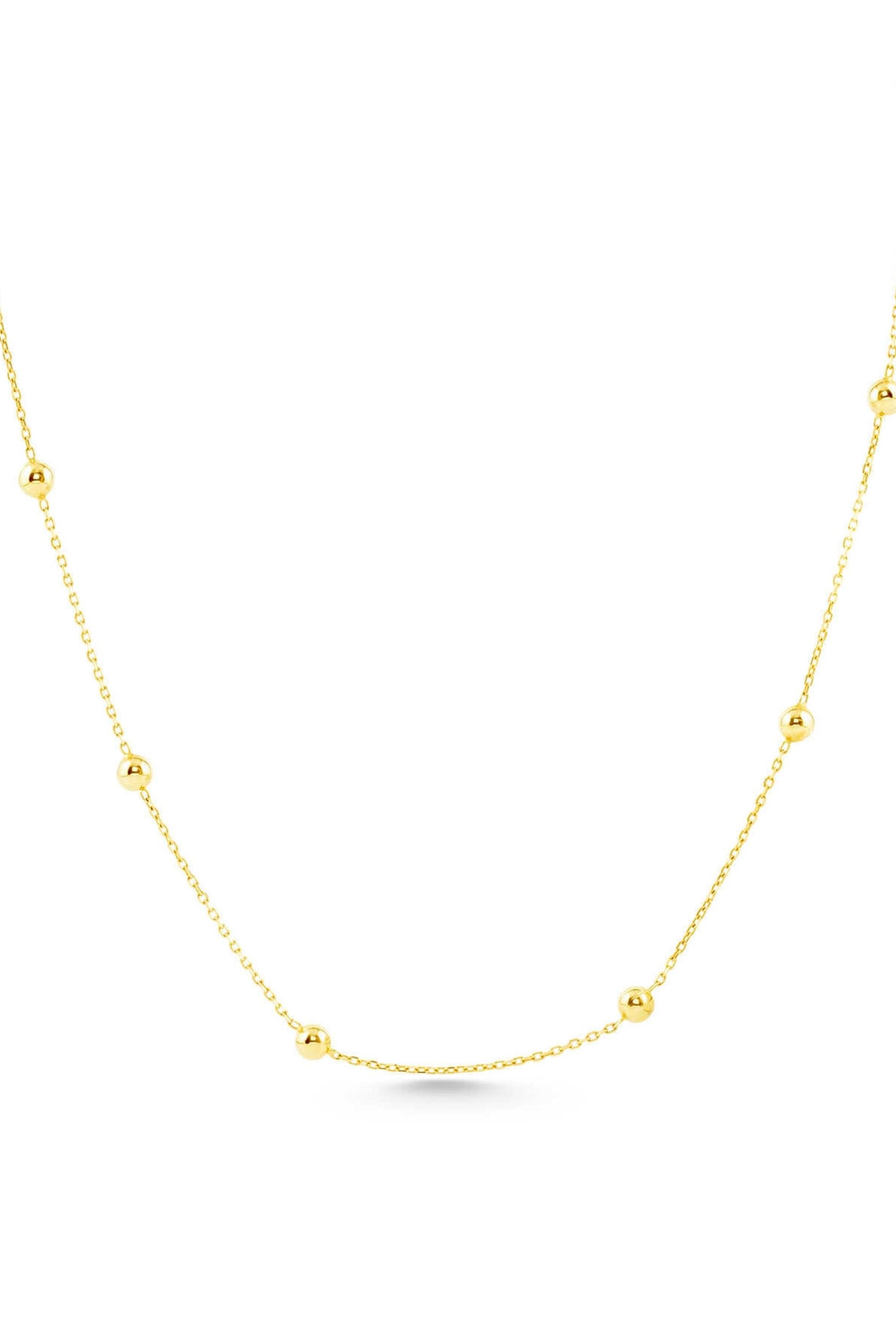 14K Gold Satellite Necklace, Dainty Beaded Chain Necklace, Minimalist Gold Necklace, Layering Necklace, Everyday Jewelry, Gift for Her