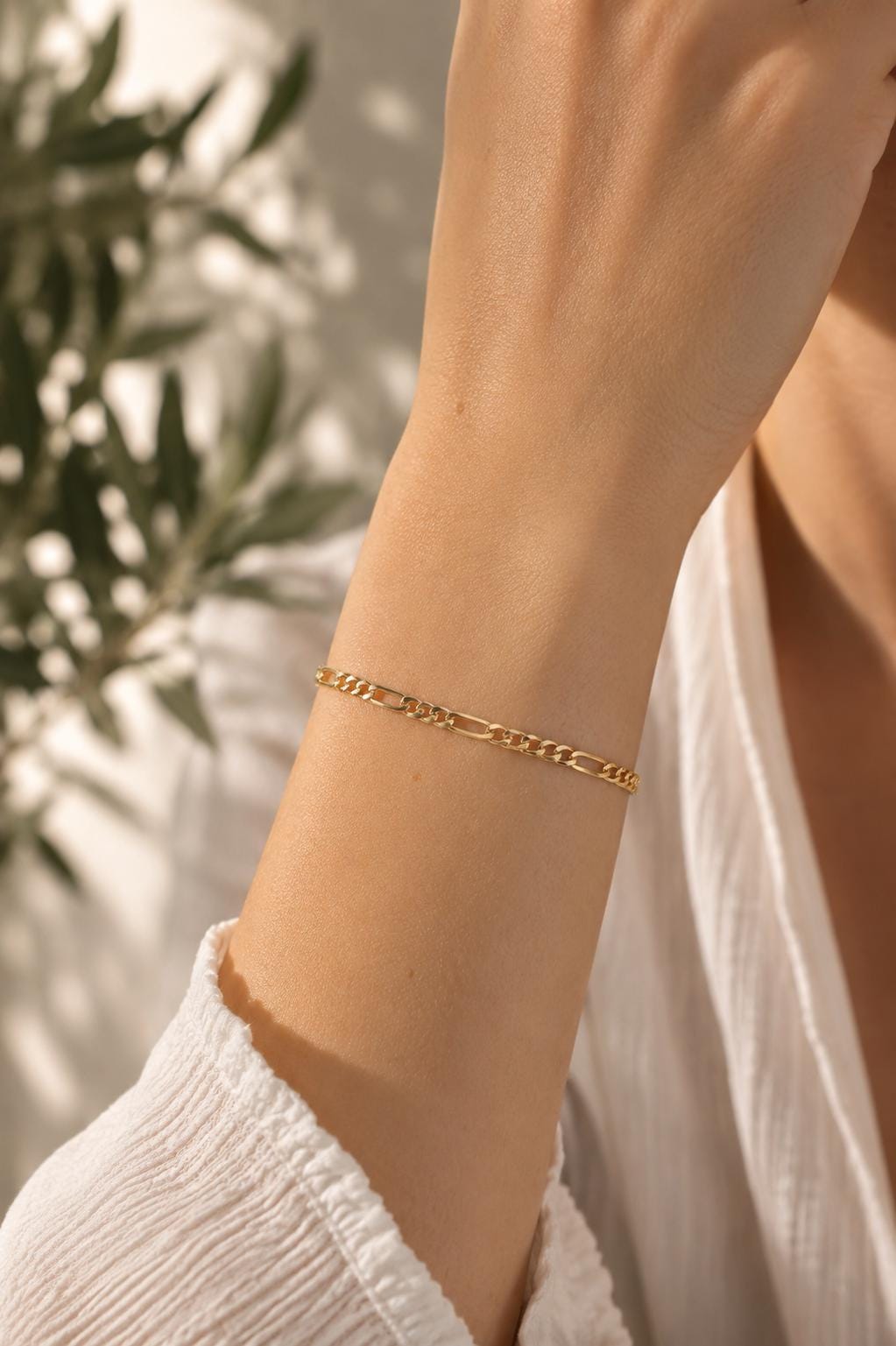 14K Gold Figaro Chain Bracelet, 2mm 3mm 4mm 5mm Figaro Chain Bracelet, Genuine Gold Chain Anklet, Thick Figaro Bracelet, Man Woman Bracelet