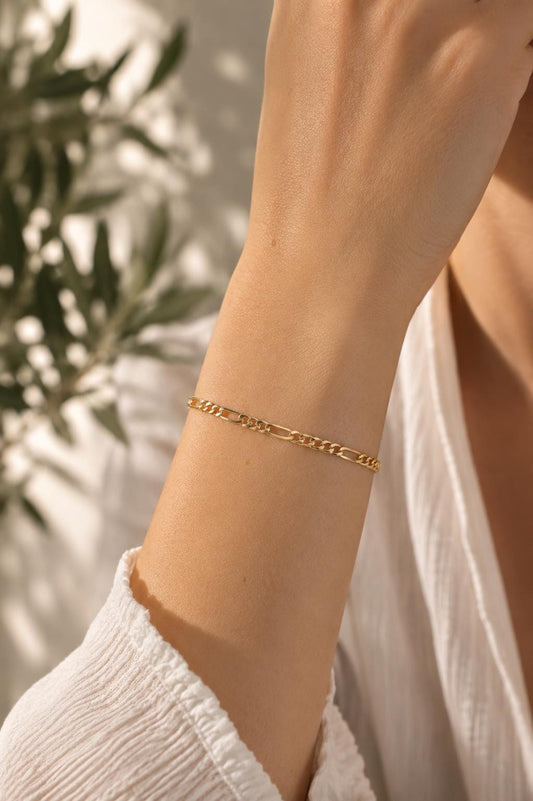 14K Gold Figaro Chain Bracelet, 2mm 3mm 4mm 5mm Figaro Chain Bracelet, Genuine Gold Chain Anklet, Thick Figaro Bracelet, Man Woman Bracelet