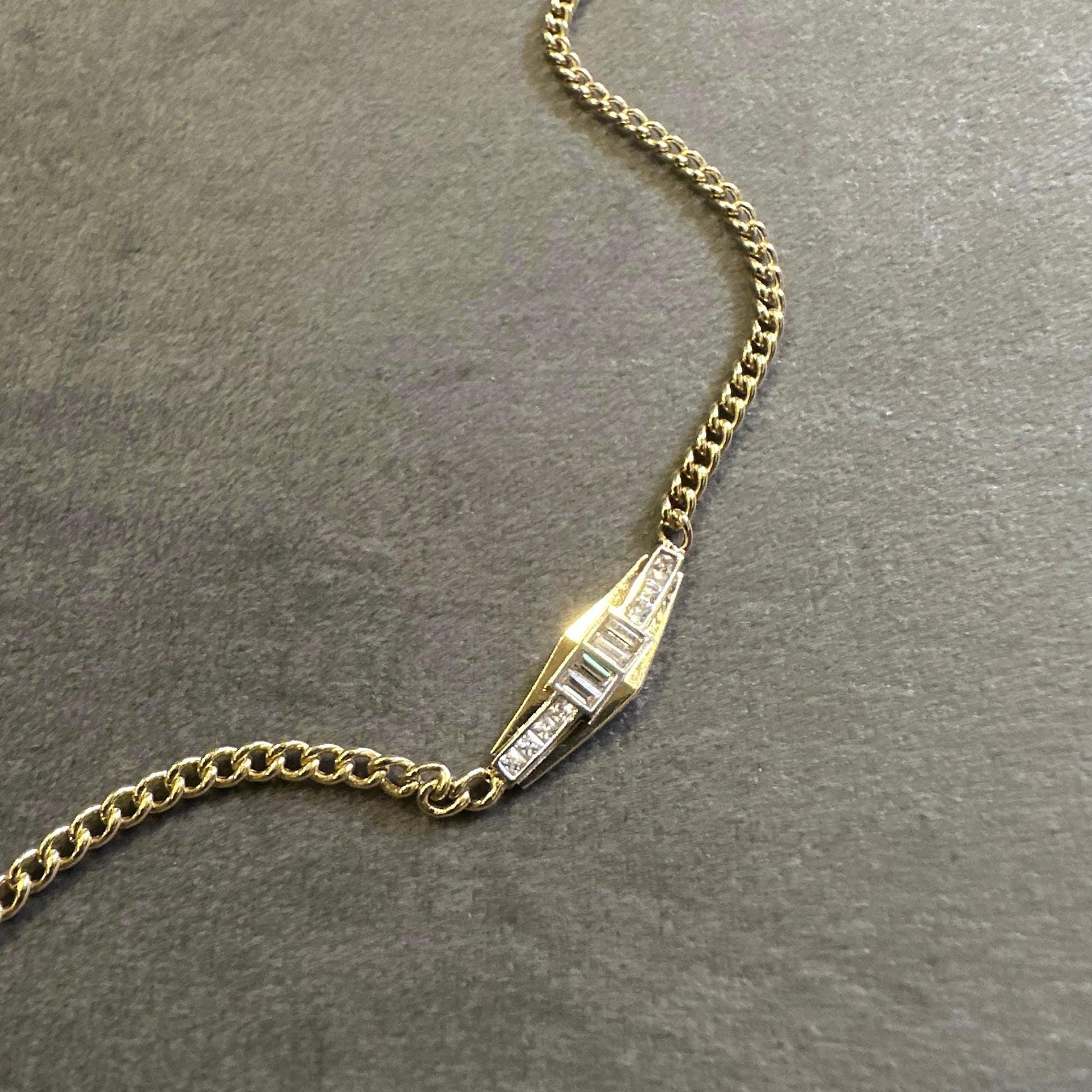 14K Gold Baguette Bar Necklace, Minimalist Bar Necklace, Dainty Gold Necklace, Geometric Pendant, Everyday Jewelry, Gift for Her
