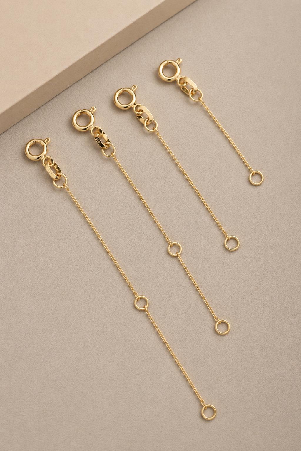 14K Solid Gold Necklace Extender Chain | Adjustable Necklace Extension | Yellow, White & Rose Gold