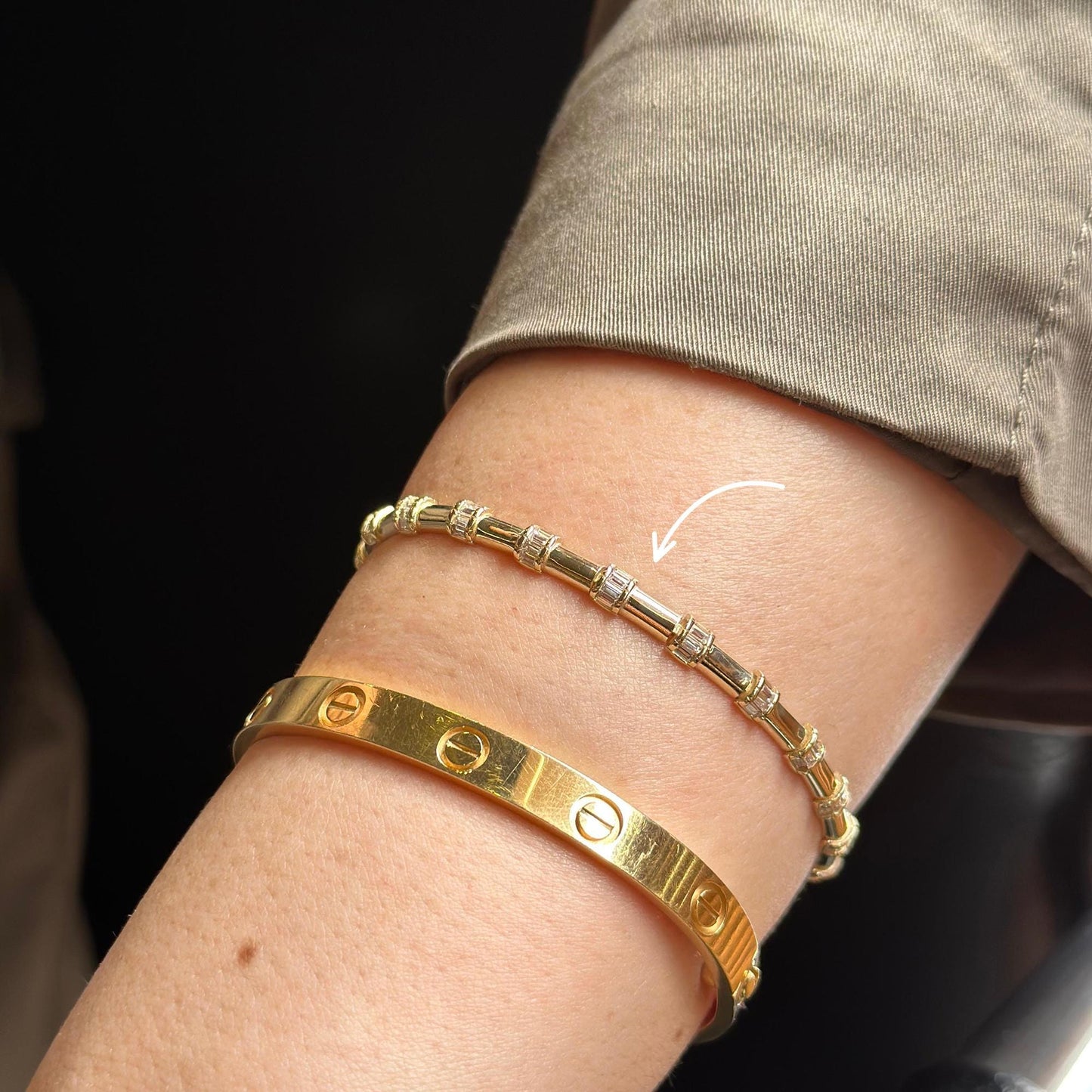 14K Gold Baguette Bamboo Bracelet, Dainty Gold Bar Bracelet, Minimalist Bracelet, Everyday Luxury Jewelry, Stackable Bracelet, Gift for Her