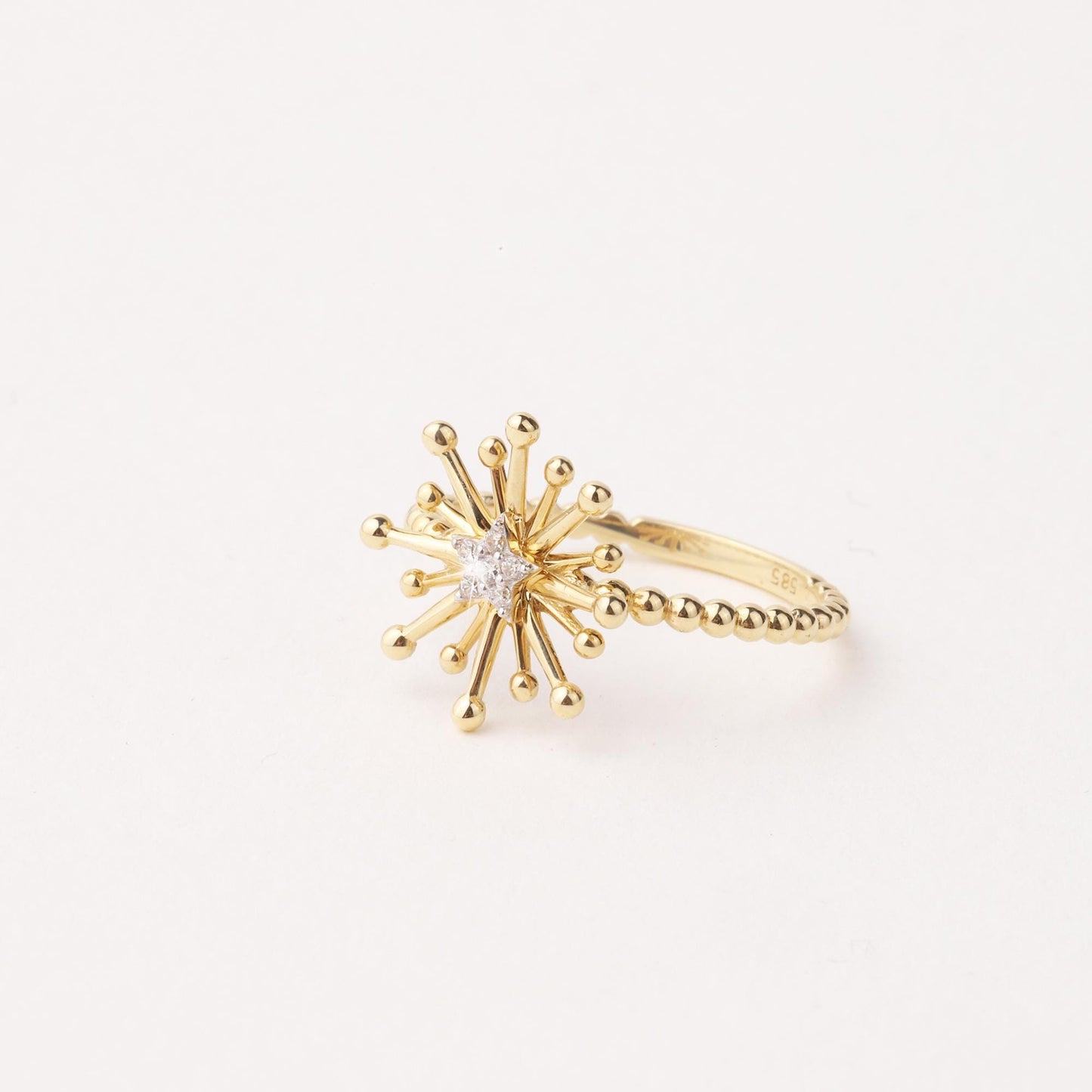 14K Gold Starburst Ring, Celestial Gold Band Ring, Minimalist Gold Ring, Stacking Ring, Lucky Star Ring, Starburst Ring, Gift For Her