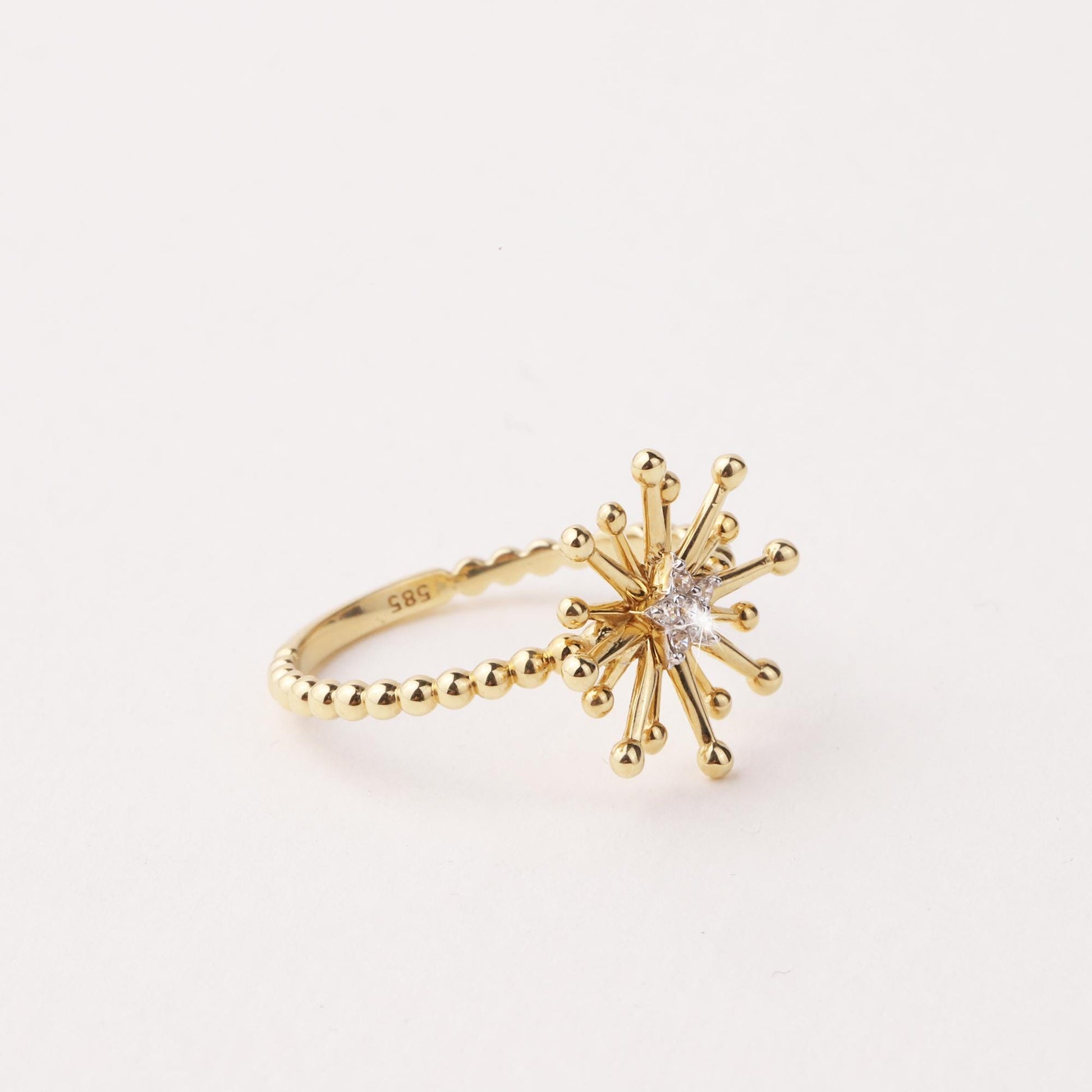 14K Gold Starburst Ring, Celestial Gold Band Ring, Minimalist Gold Ring, Stacking Ring, Lucky Star Ring, Starburst Ring, Gift For Her