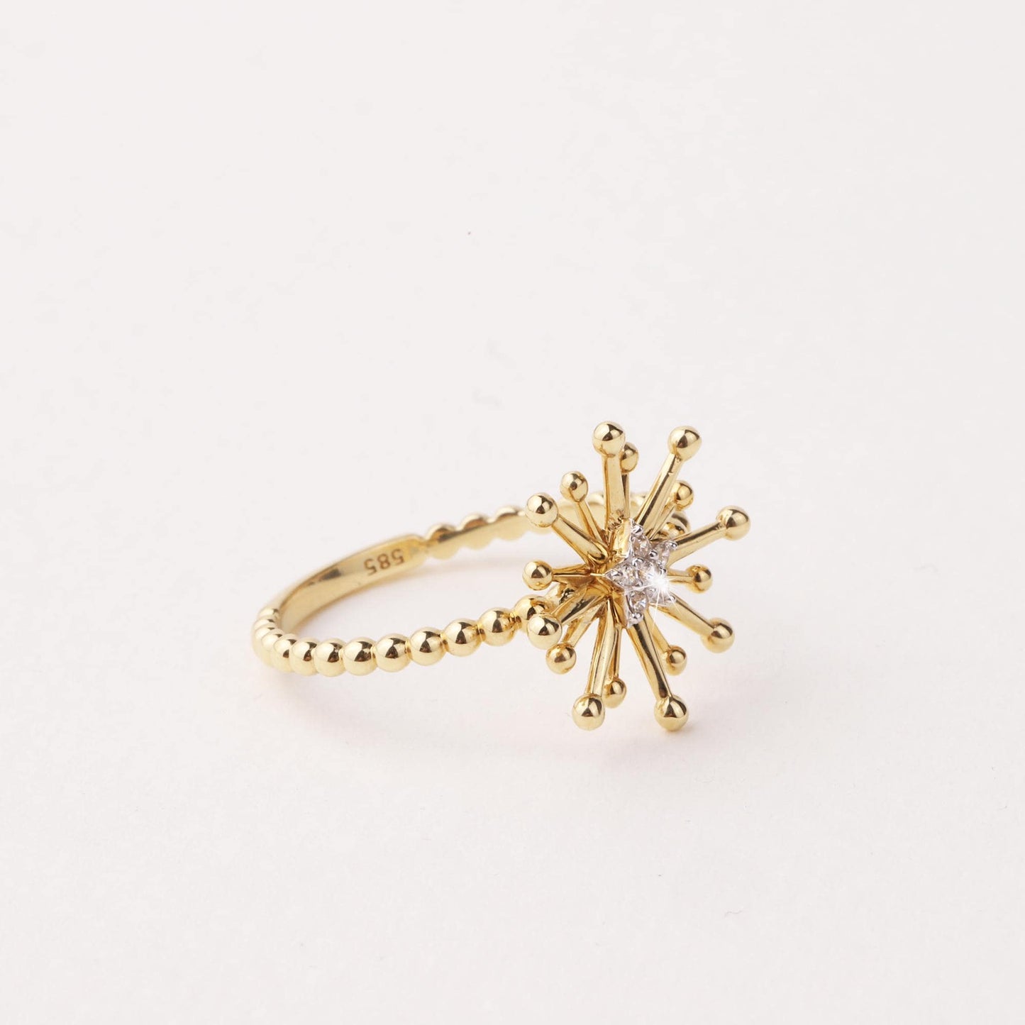 14K Gold Starburst Ring, Celestial Star Ring, Dainty Gold Ring, Minimalist Stacking Ring, Sunburst Ring, Gold Jewelry, Gift for Her