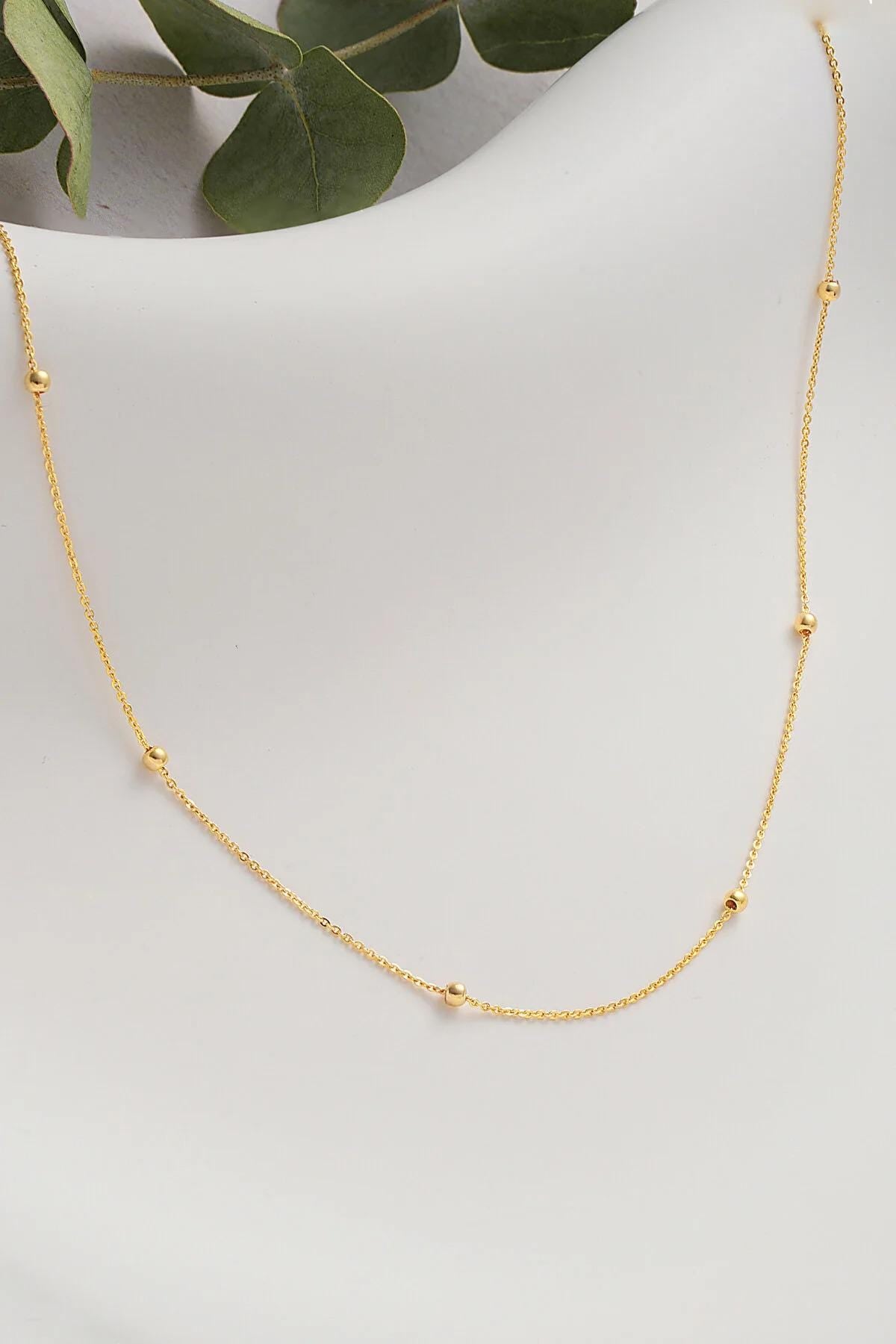14K Gold Beaded Satellite Chain Necklace, Satellite Choker Necklace, Gold Layering Necklace, Minimalist Choker Necklace, Gift For Her